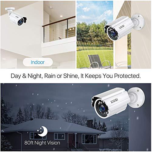 ZOSI ZOSI 2MP HD 1920TVL Outdoor Indoor Security Camera 1080p (Hybrid 4-in-1 HD-CVI/TVI/AHD/960H Analog CVBS), 24PCS LEDs, 80ft IR Night Vision, Weatherproof Surveillance CCTV Bullet Camera