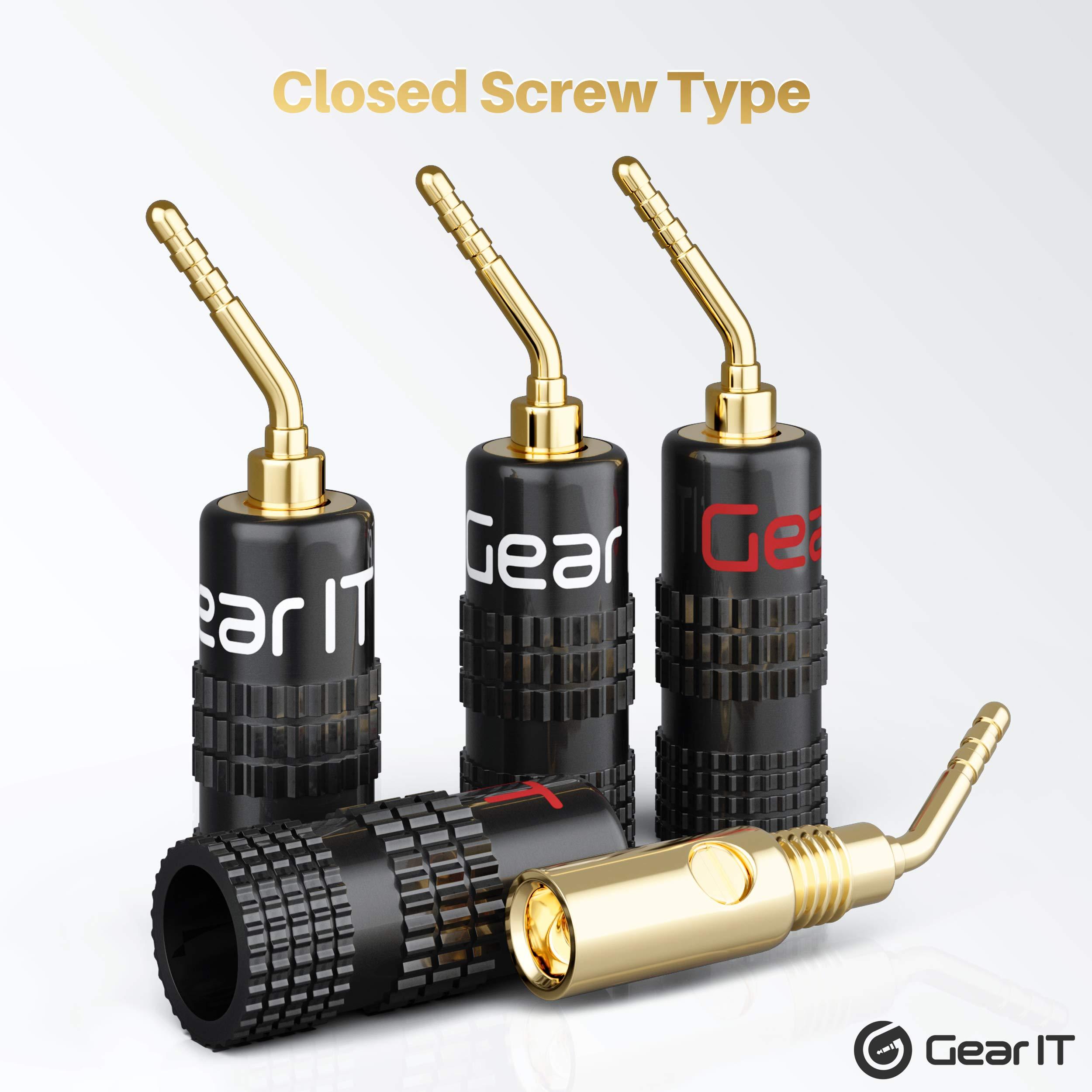 GearIT GearIT Pin Banana Plugs for Speaker Wire (6 Pairs, 12 Pieces), 2mm Pin Plug Screw Type, 24K Gold Plated Connectors (Support 12 AWG to 20 AWG Wires)