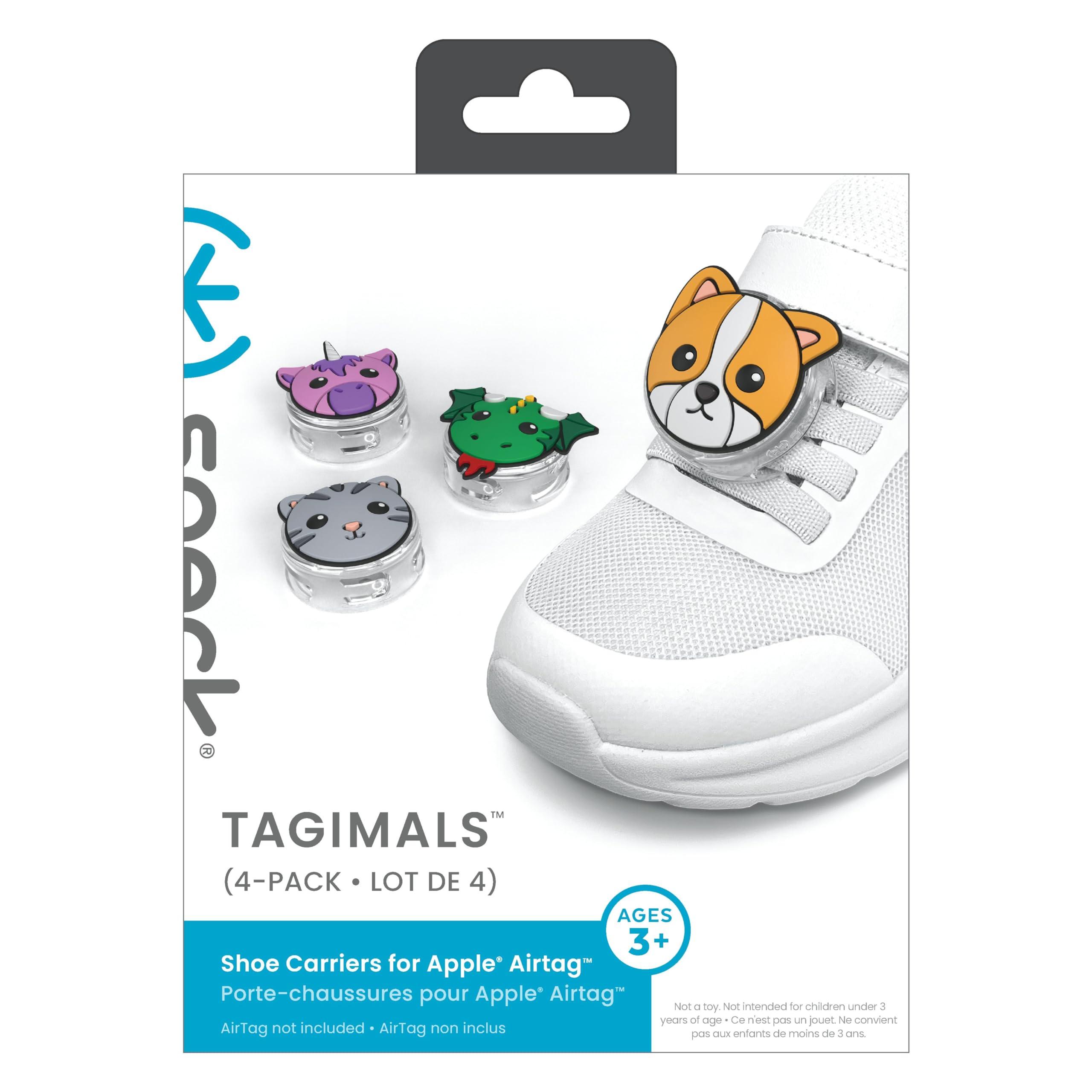 Speck Speck Tagimals Cute Cartoon Apple AirTag Holder Hidden AirTag Tracker Cases Easily Attach to Shoe or Collar 4 Fun Characters (Pack of 4)