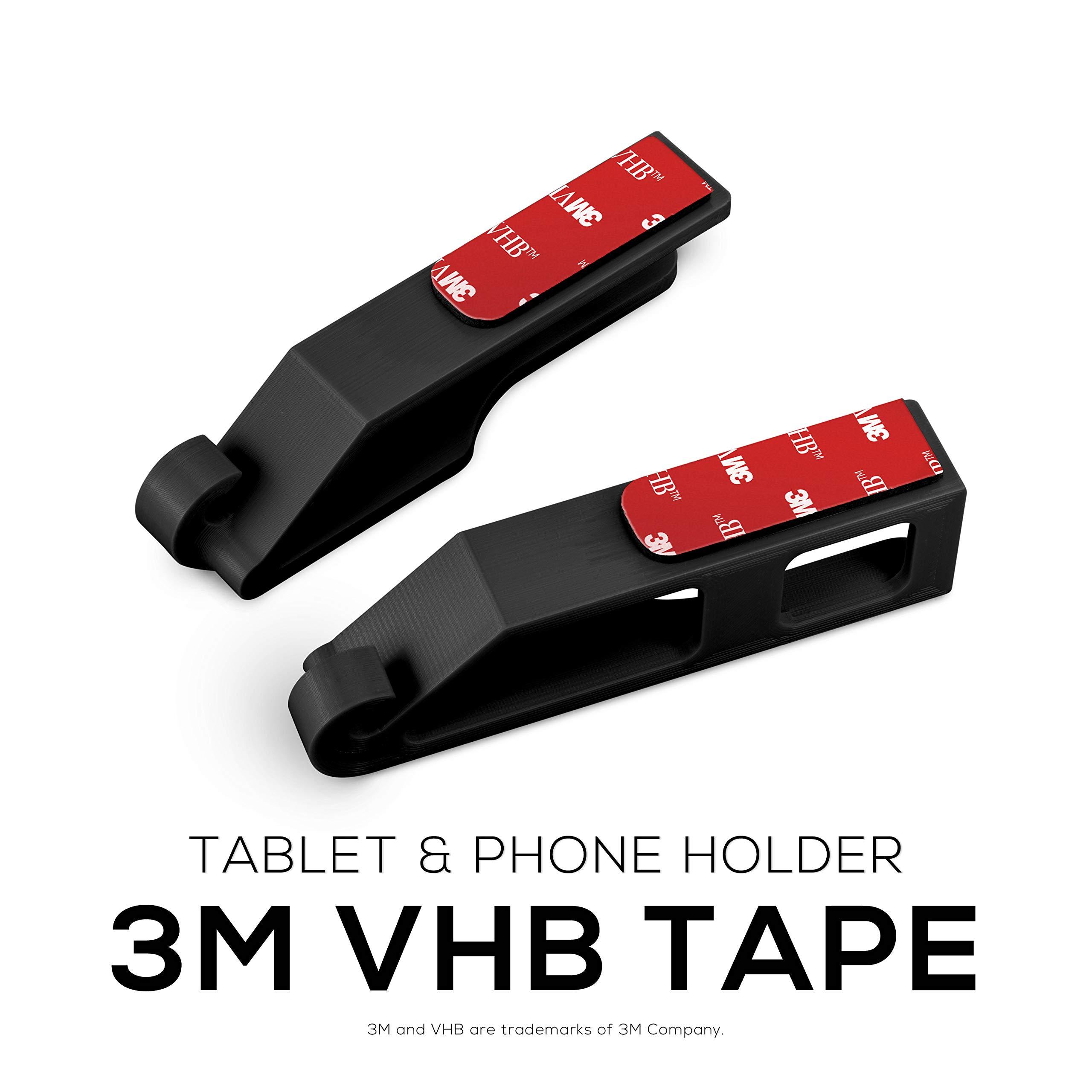 BRAINWAVZ BRAINWAVZ Universal Tablet Wall Mount Dock Holder for iPad Air Mini & Pro, Galaxy Tab Note, Surface & iPhone, Pixel & More, Stick On 3M VHB, No Screws (Black)