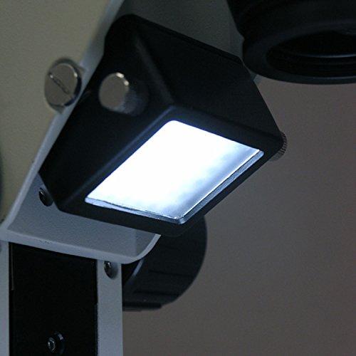 AmScope AmScope SM-1B-RL Professional Binocular Stereo Zoom Microscope, WH10x Eyepieces, 7X-45X Magnification, 0.7X-4.5X Zoom Objective, Upper and Lower LED Light, Track Stand, 110V-120V