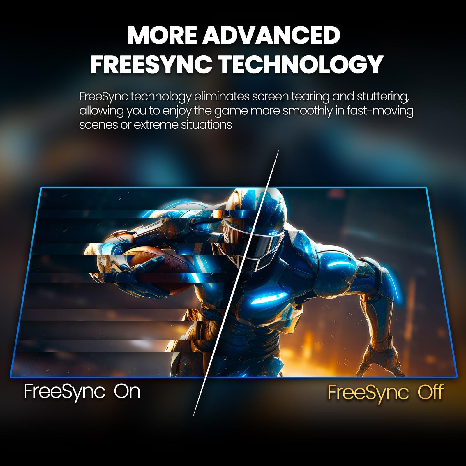 CRUA CRUA 27 Inch Gaming Monitor, QHD 1440P 120Hz IPS Computer Monitor, 99% sRGB, AMD Freesync, HDMI 2.0 & Displayport 1.2, Low Blue Light, Support Wall Mountable Installs/Tilt Adjustable-Black