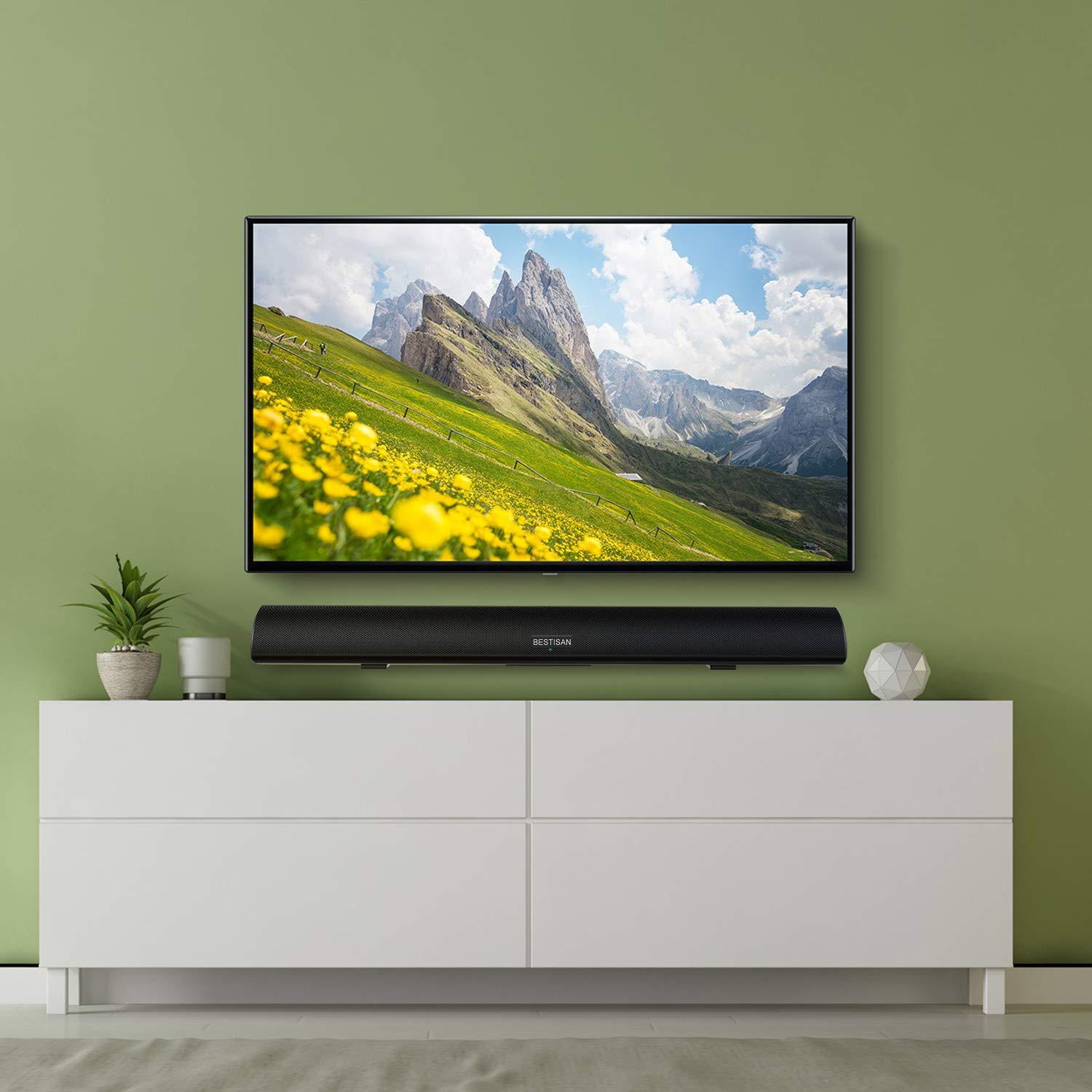 BESTISAN BESTISAN Sound Bar, 100Watt Soundbar for TV, Wired & Wireless Bluetooth 5.0 Sound Bar(40 Inch, 6 Drivers, Optical, HDMI-ARC)