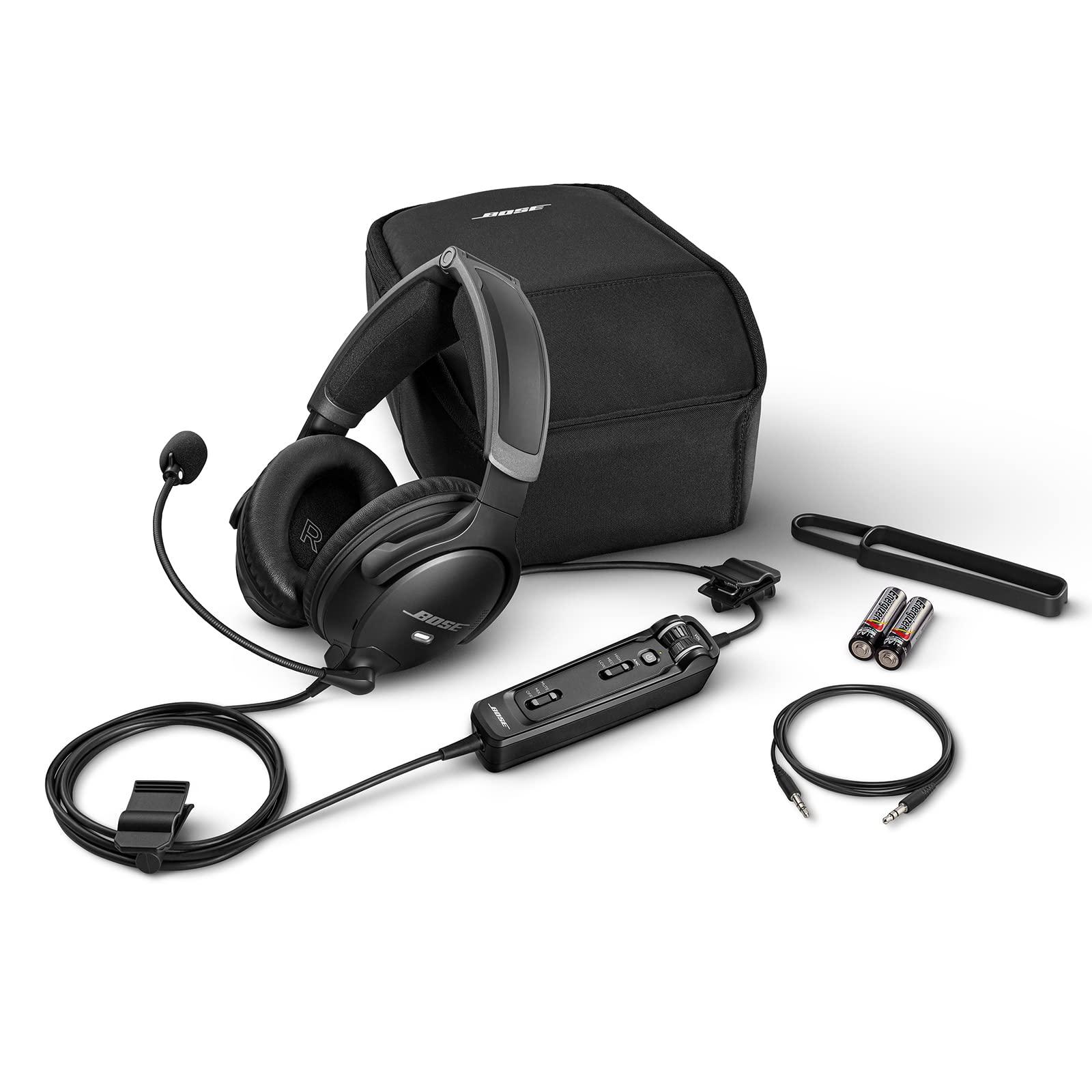 Bose Bose A30 Aviation Headset, Lightweight Comfortable Design, Adjustable ANR and Noise Cancelling [Dual Plug] Black