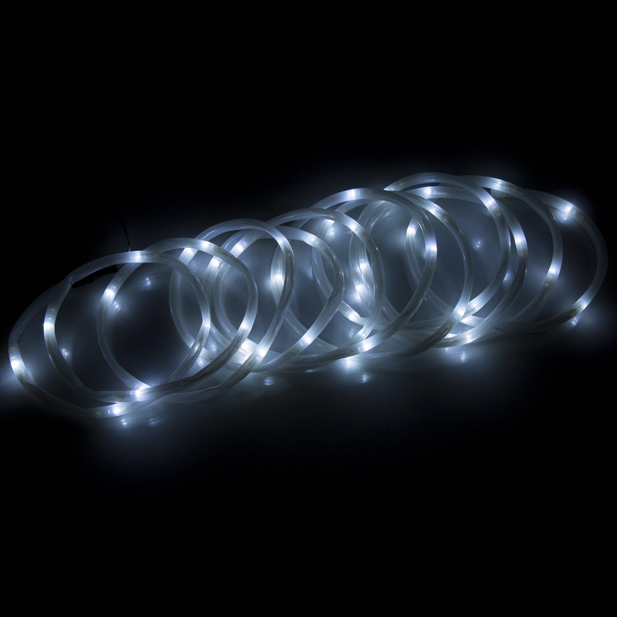 Pure Garden Pure Garden Solar Powered LED Rope Lights  32 FT Strand with 100 White Bulbs, Steady or Twinkle Mode  Outdoor Patio, Landscape, and Garden Dcor