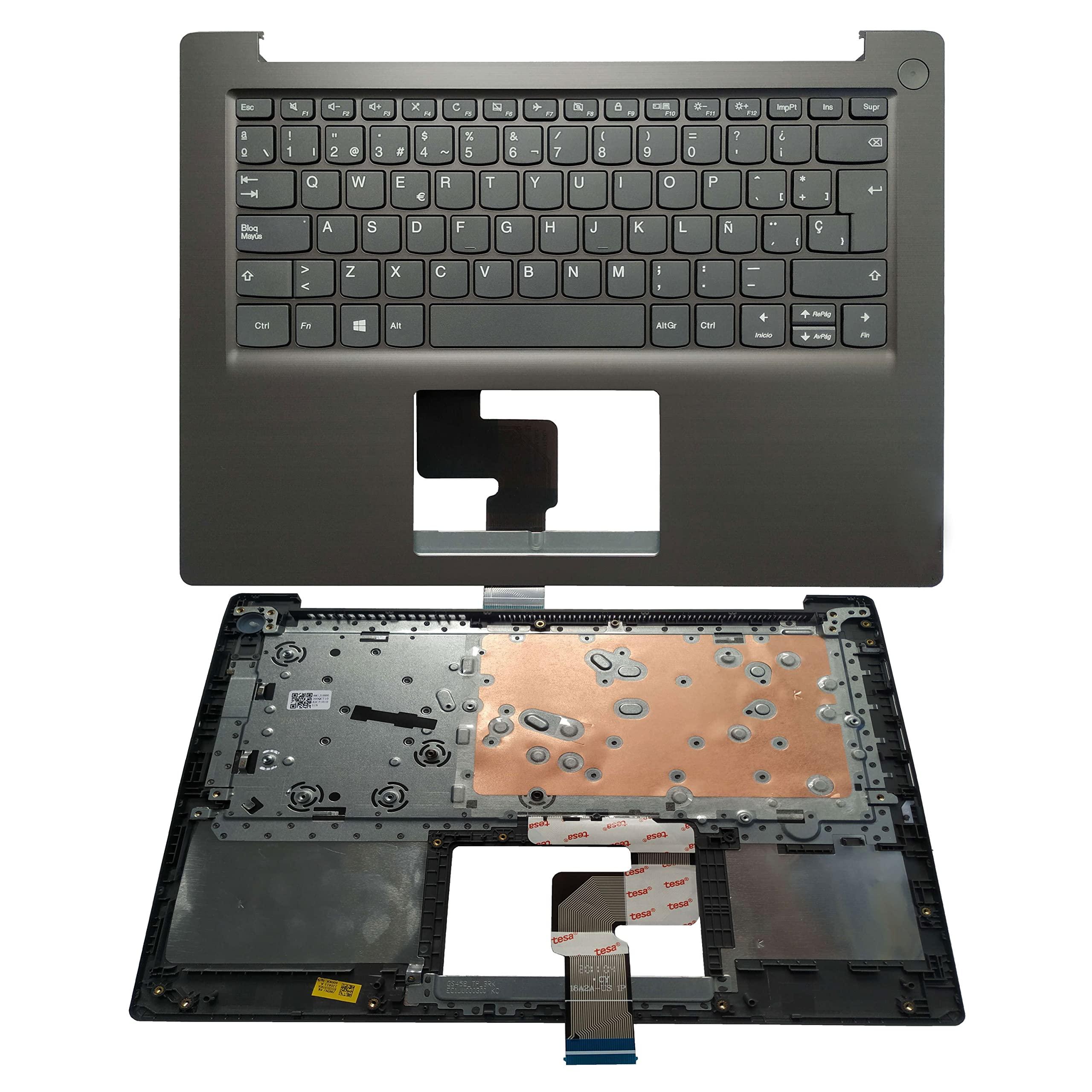 AKGIFT Laptop Replacement Keyboard Compatible for Lenovo IdeaPad 3-14ARE05 3-14IIL05 3-14IML05 3-14ITL05 5CB1C17475 Spanish Layout with Palmrest Upper Cover Case Shell No Backlit