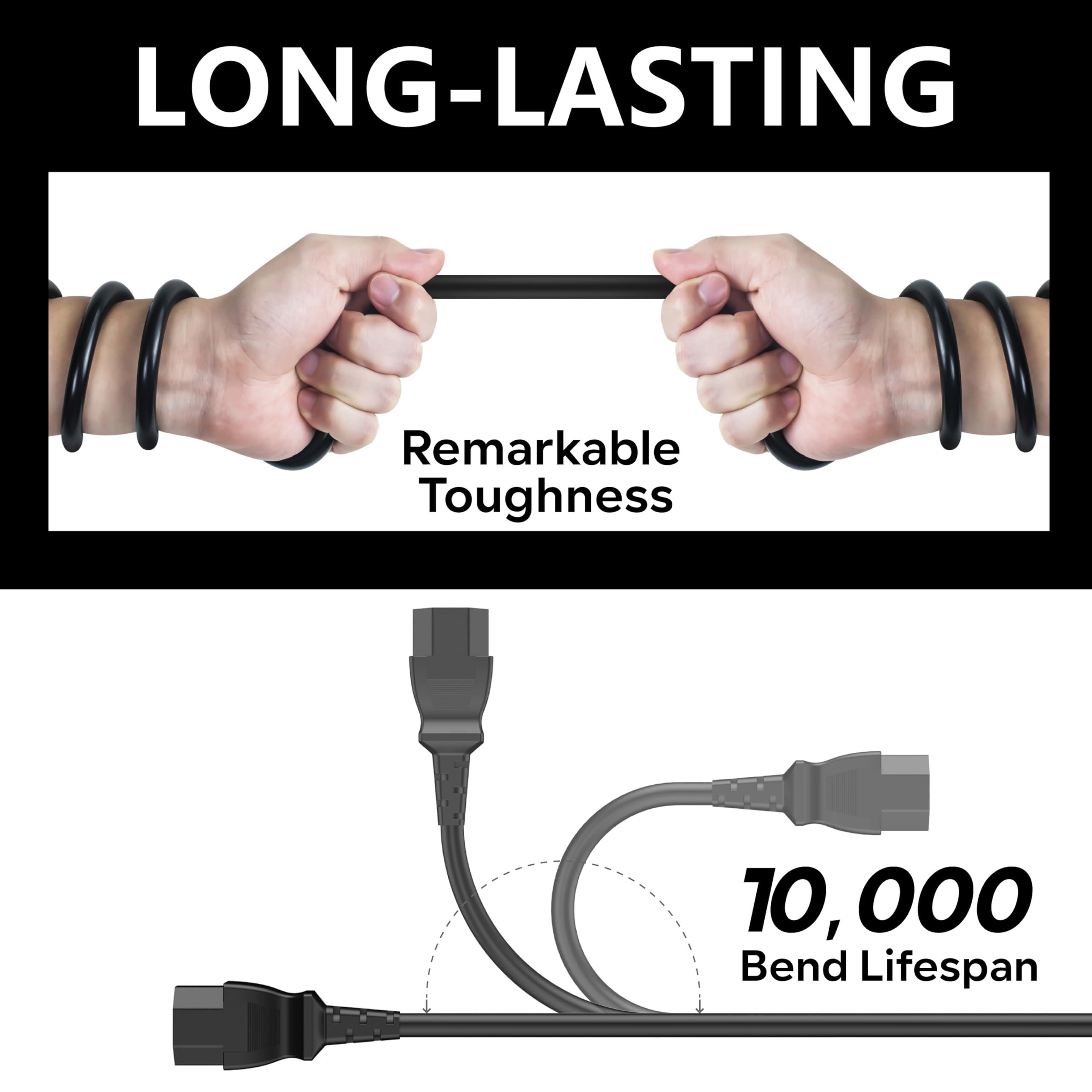 PeloFamily Power Cord Replacement for Treadmills and Computers, Extra Long 8 Feet Cord Compatible with Peloton Tread and Superfit Treadmill, 14 AWG Heavy Duty AC Power Supply Cable, Universal 3 Prong