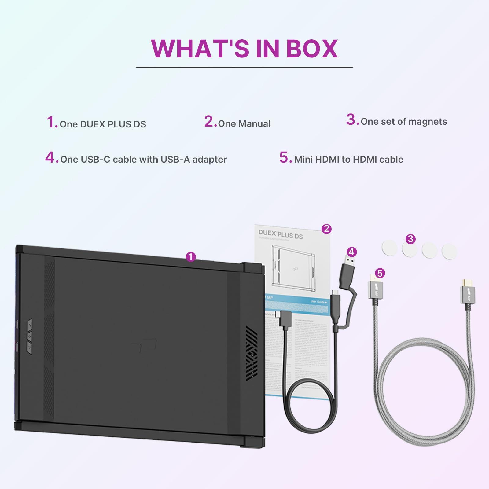 Duex New Mobile Pixels Duex Lite Portable Monitor for Laptops(2025 Upgraded), 12.5" Full HD IPS Laptop Screen Extender, USB C/HDMI Powered Plug and Play, Windows/Mac/Android/Switch Compatible (Misty Lilac)