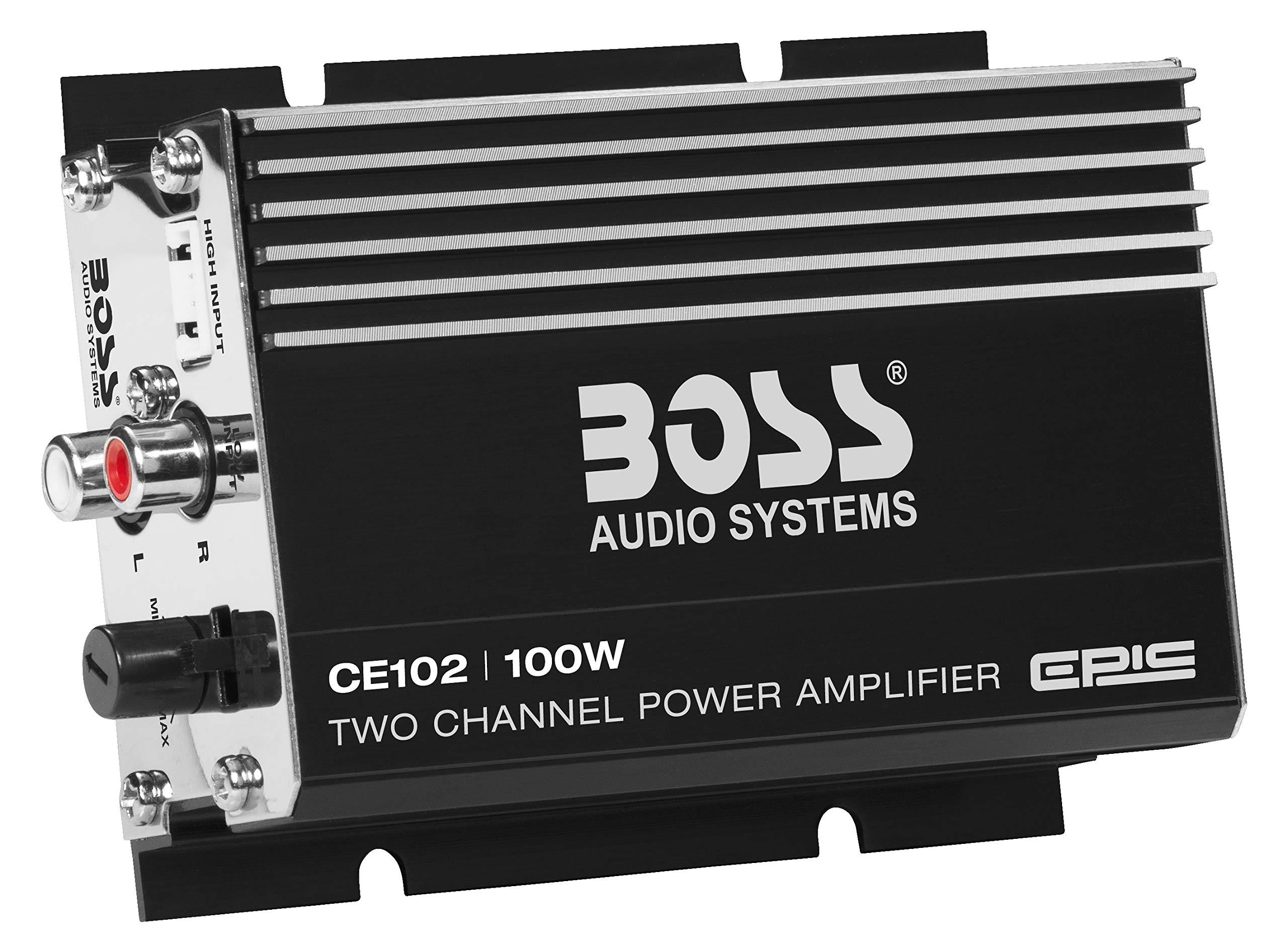 BOSS Audio Systems BOSS Audio Systems CE102 2 Channel Car Amplifier - 100 Watts, Full Range, Class A/B, IC (Integrated Circuit)