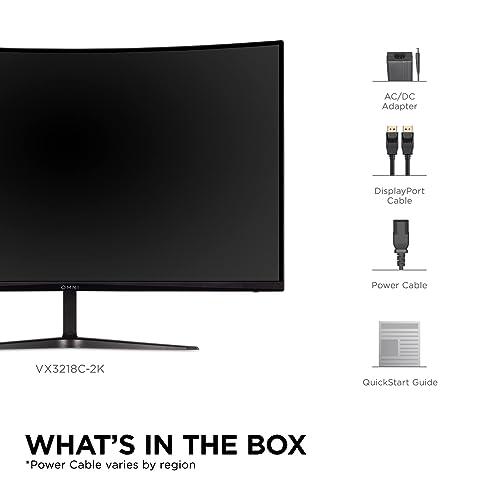 ViewSonic ViewSonic Omni VX3218C-2K 32 Inch Curved 1ms 1440p 165hz Gaming Monitor with FreeSync Premium, Eye Care, HDMI and Display Port, Black
