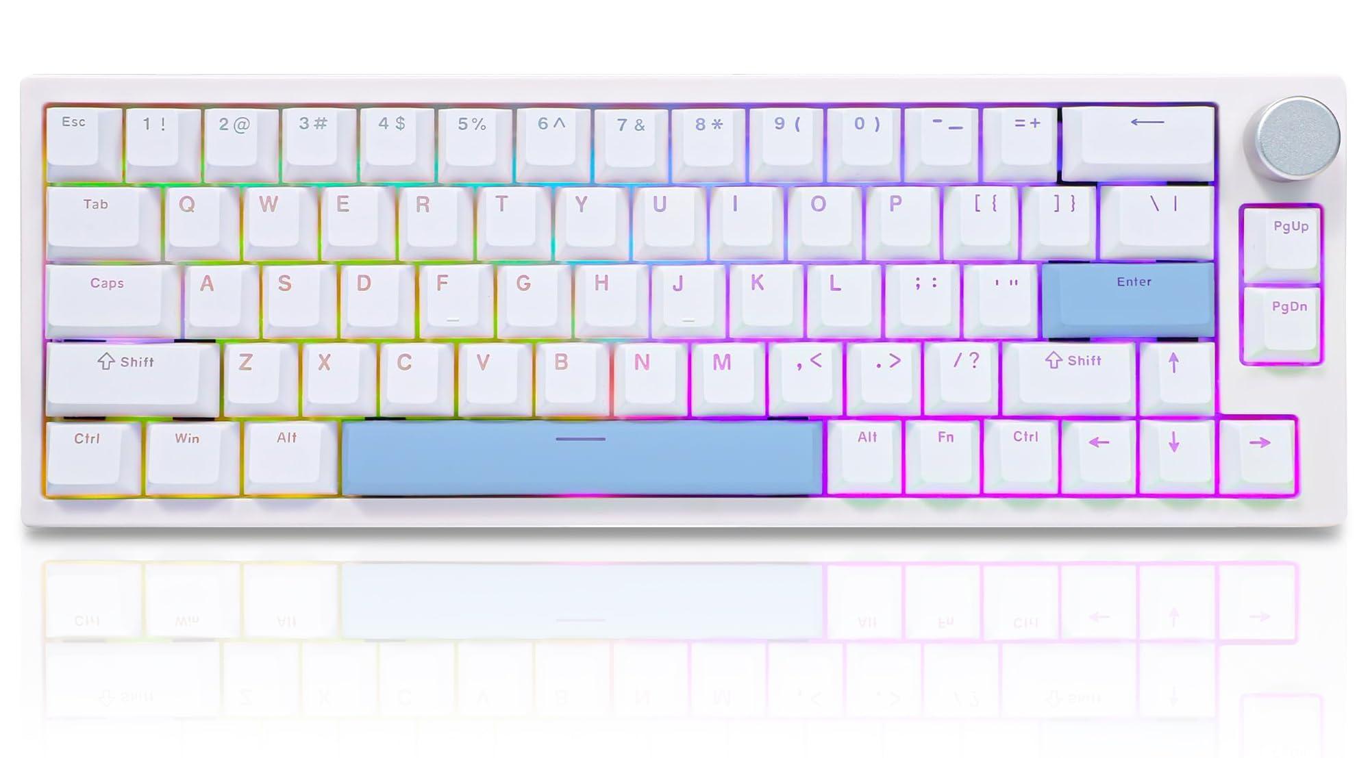 BOYI BOYI 66Pro 65% Mechanical Keyboard+31 Numpad+Matcha Keycaps with Screen Comb,Compact Gaming Keyboard for Win&Mac