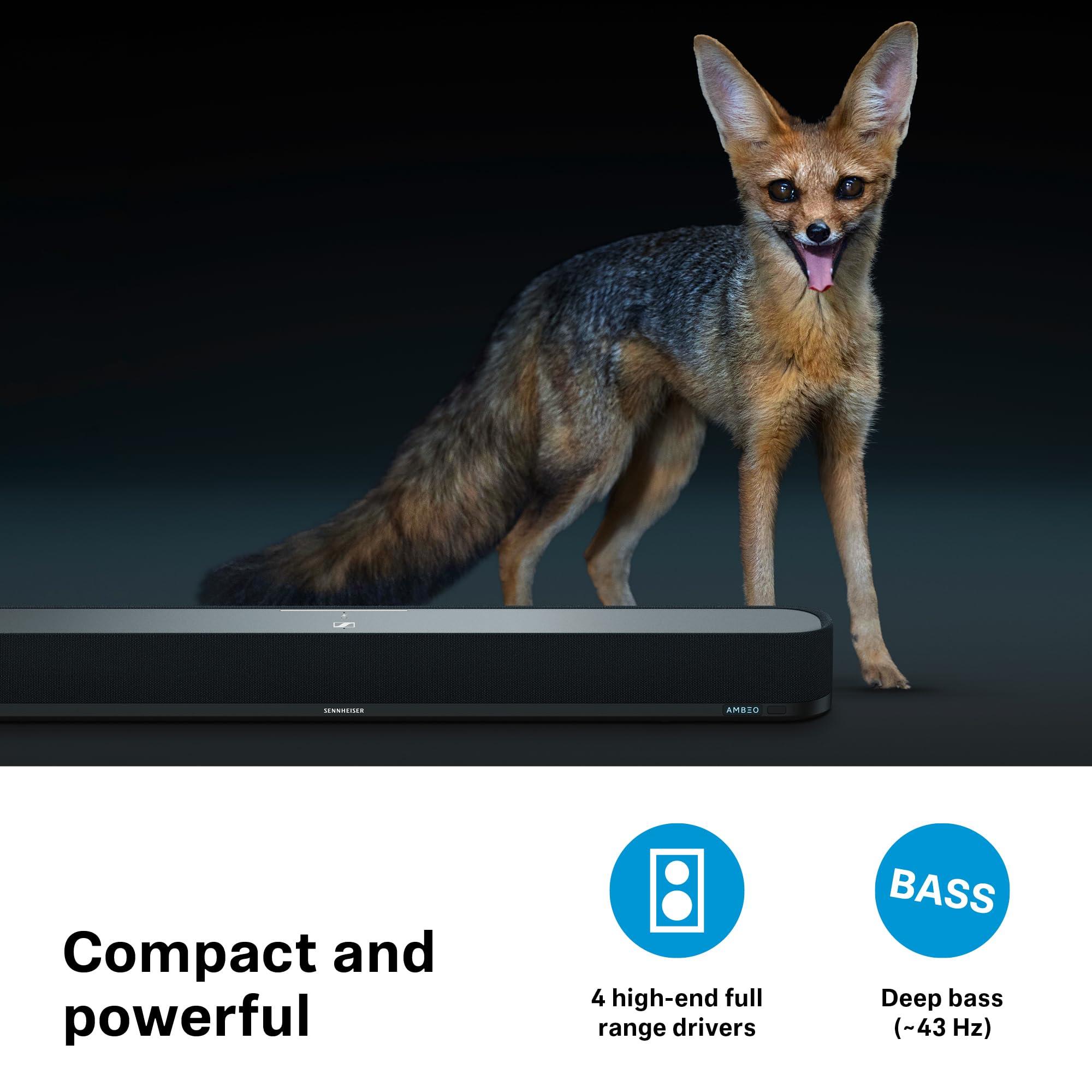 Sennheiser Sennheiser AMBEO Soundbar Mini - Immersive 3D Audio for TV, Movies, and Music - Compact Device with Powerful Adaptive Features, Multiple Connectivity and Intuitive Usage