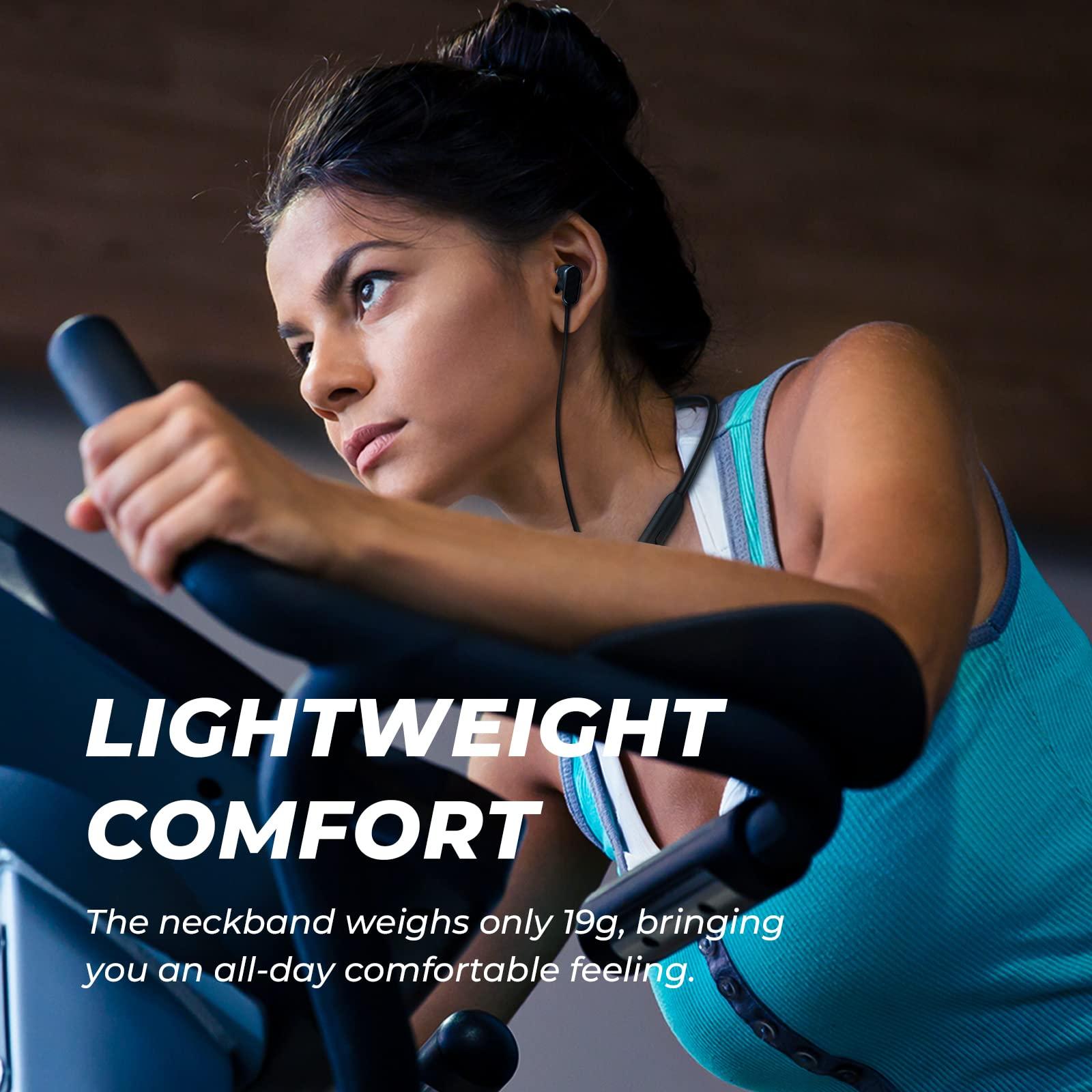 TONEMAC TONEMAC N18 Neckband Bluetooth Earbuds, Wireless Bluetooth 5.2 Headphones with Microphone, Ultra-Lightweight Comfort, IPX7 Waterproof, Deep Bass Strong Beat, 20H Playtime, Magnetic Earphones -Black