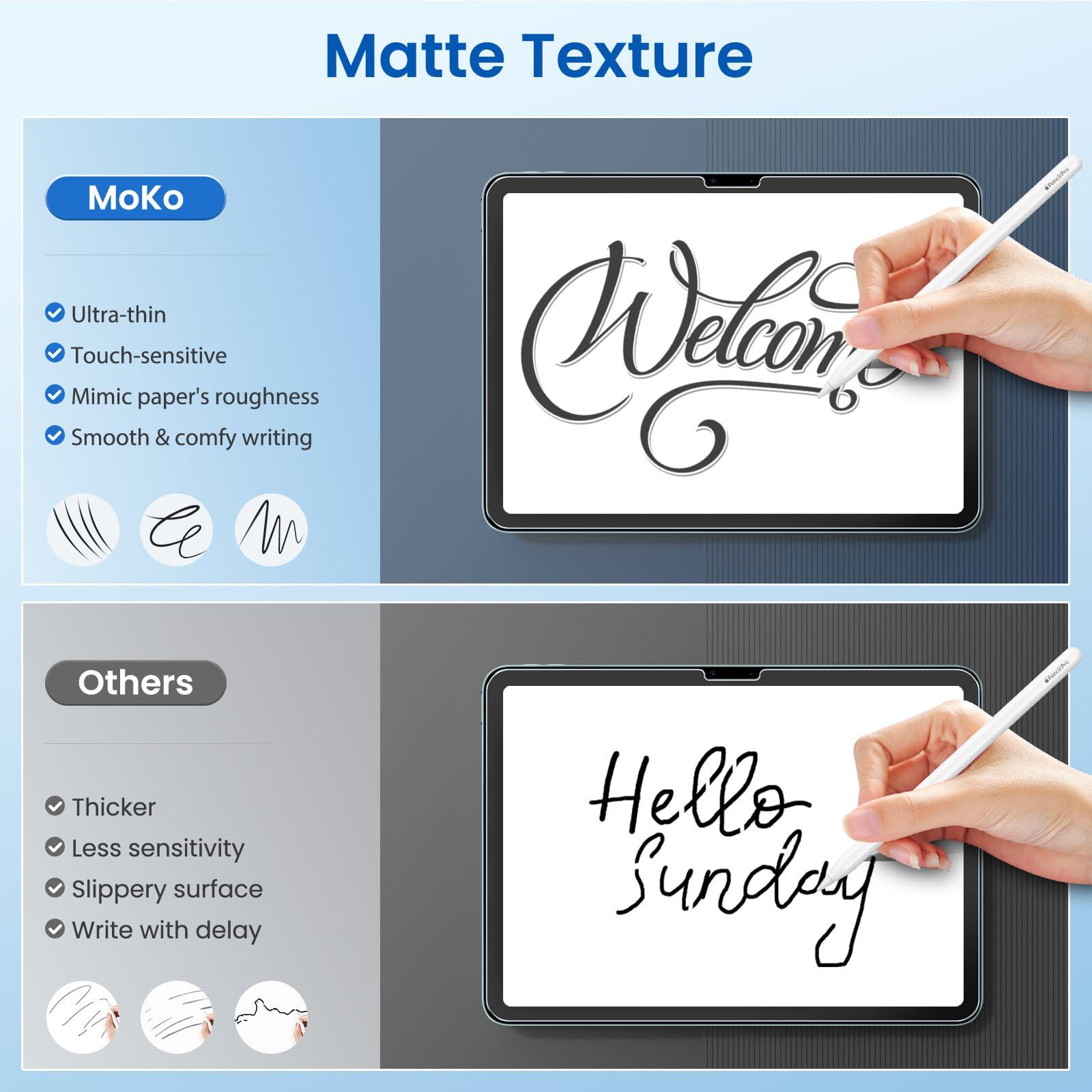 MoKo MoKo Case & Screen Protector for iPad Pro 11 Inch M4 2024 (5th Gen), Ultra Slim Stand Case with Hard PC Translucent Back Shell Cover, Paper Screen Protector Write and Draw Like on Paper