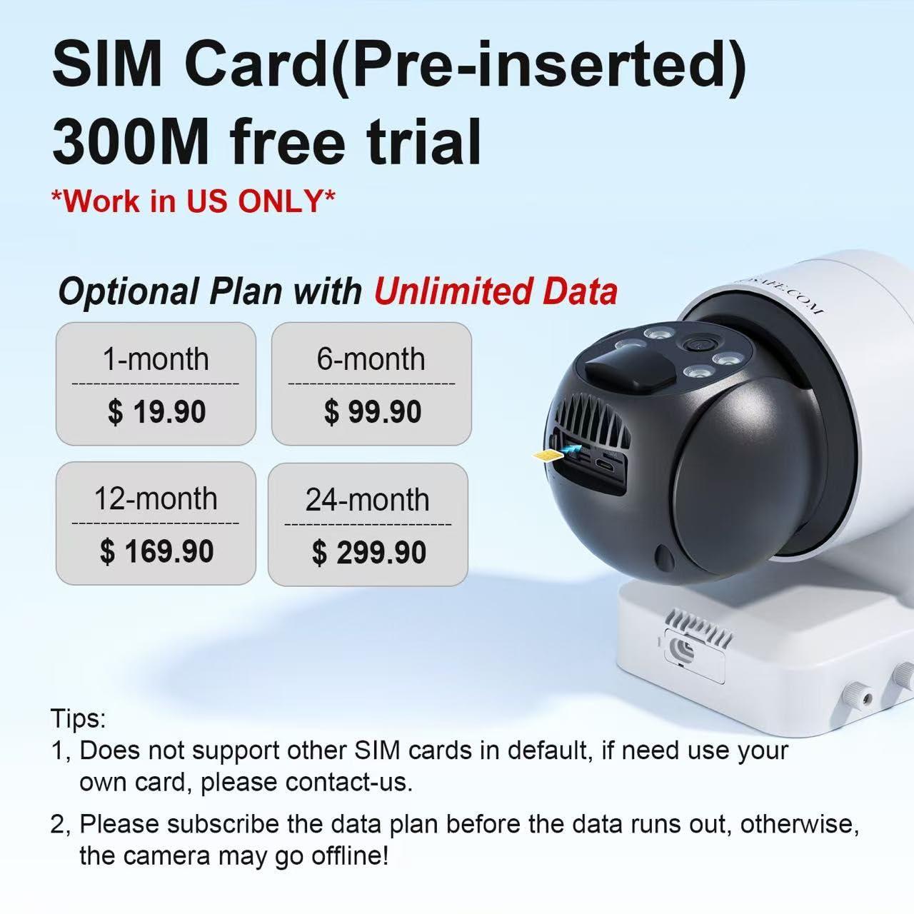 HOSAFE.COM 4G LTE Cellular Security Camera No Internet Needed, No WIFI Security Cameras Wireless Outdoor, Solar Camera With SIM Card, PIR Sensor, 360 PTZ, 2K HD Color Night Vision, 2-Way Talk, IP66 Waterproof