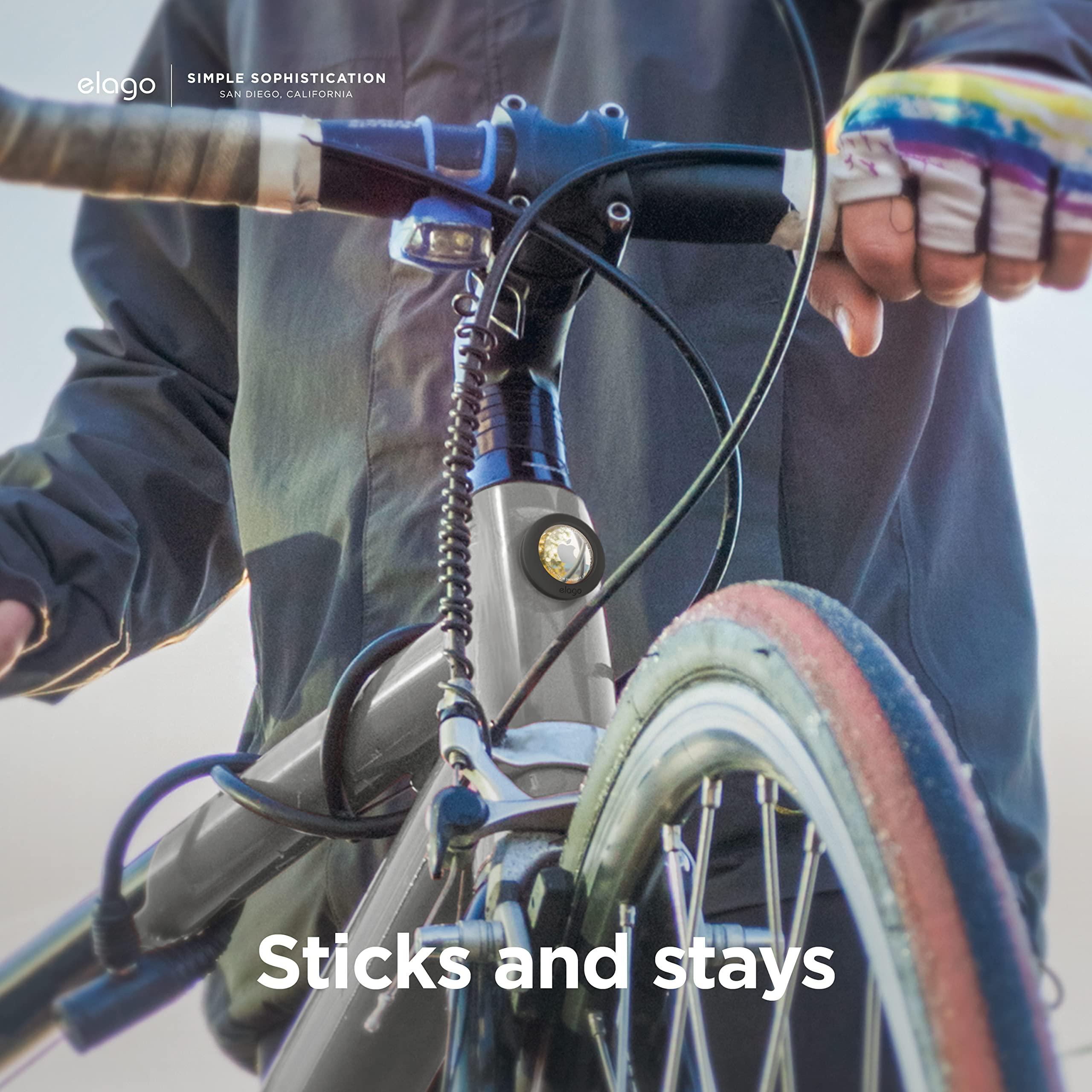 elago elago Silicone Pad Compatible with Apple AirTag Case Holder with Adhesive Stickers (2 Pack) - Track Wallets, Dogs, Bikes, Bags, Golf Rangefinders - Reusable Pad, Tracking Device Not Included [Black]