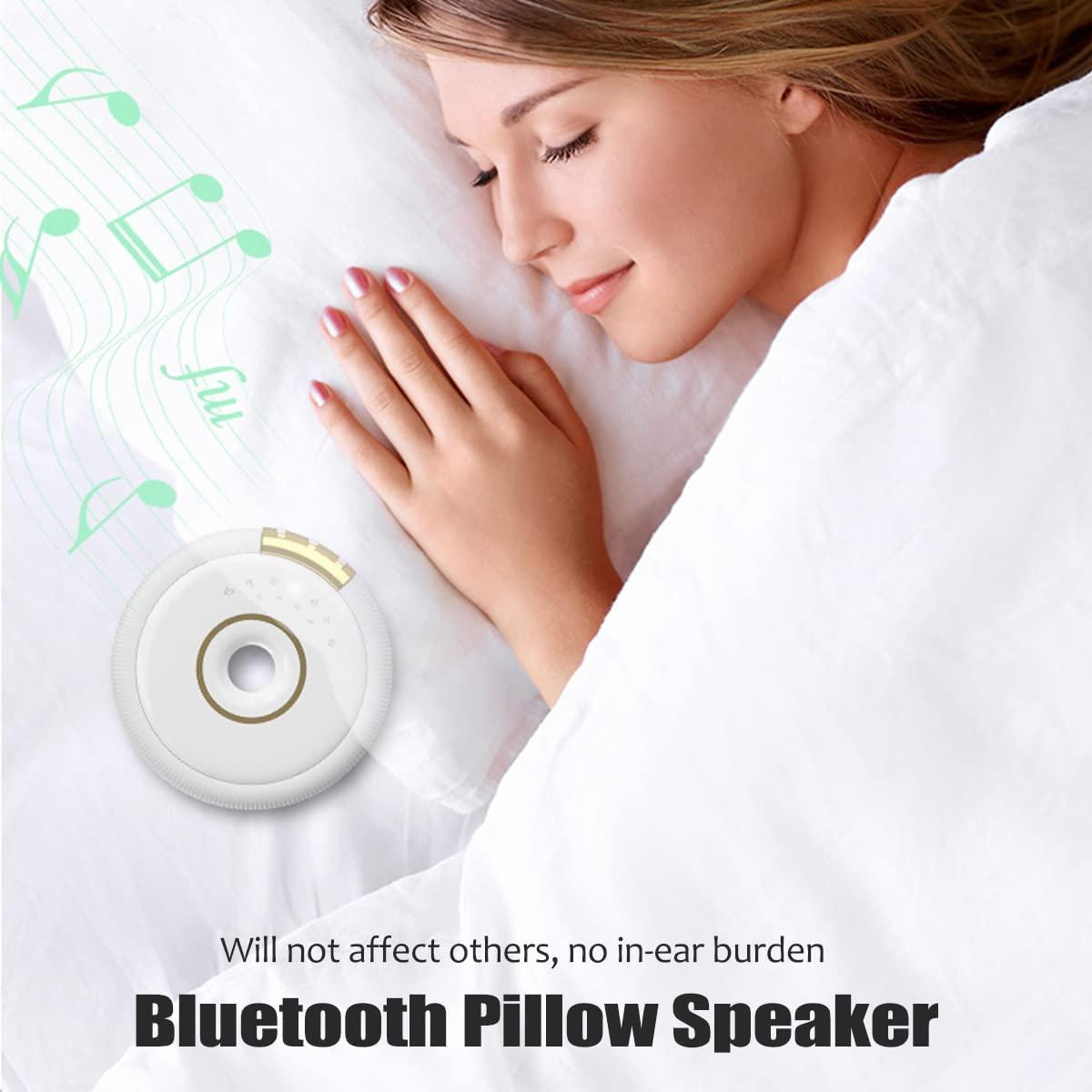 Anliato Bone Conduction Bluetooth Pillow Speaker for Sleeping Mini Portable Under Pillow Speaker White Noise for Side Sleepers Bluetooth Wireless Under Pillow Speaker Sleep Headphones for Adult Kid (White)