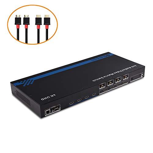 Cable Matters Cable Matters 4K 60Hz HDMI Matrix Switch 4 in 4 Out with RS-232 and TCP/IP Remote Access Configuration - Supports 18Gbps HDMI 2.0, HDR High Dynamic Range, HDCP 2.2, 24 Bit RGB, YCBCR 4:4:4 Format