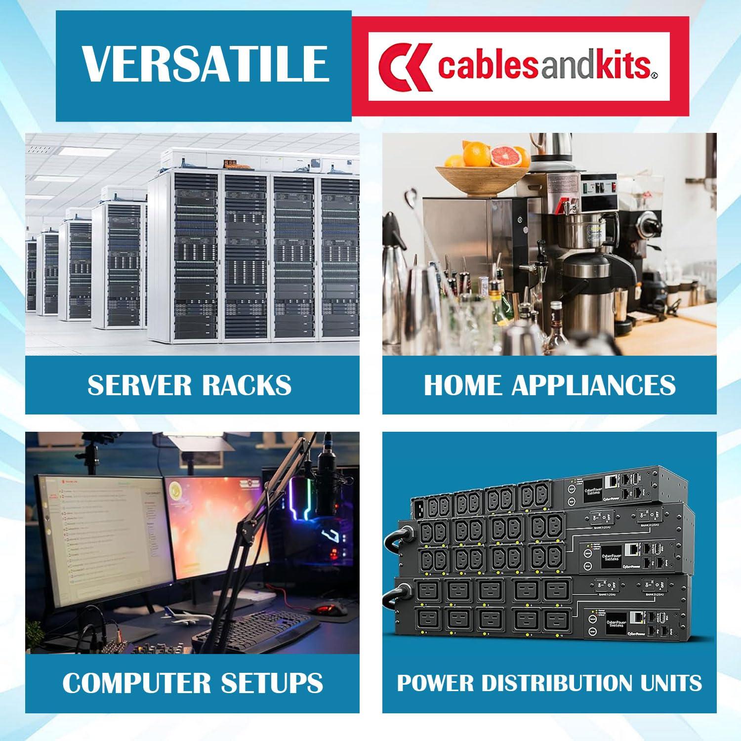 CablesAndKits CablesAndKits 10 ft Right Angle Power Cord for PC Computer Monitor Printer, 10A/125V, 18 AWG, 5-15P to C13, Right Angle Computer Power Cord (NEMA 5-15P to IEC-60320-C13) Black Lifetime Wty