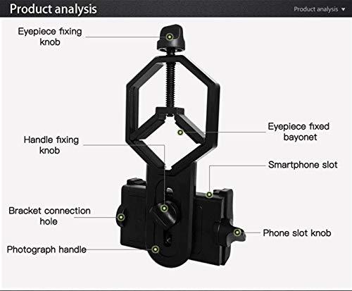 Generic Monocular Telescope, Universal Cell Phone Adapter Clip Mount Binocular Monocular Spotting Scope Telescope Phone Support Eyepiece D: 25-48mm