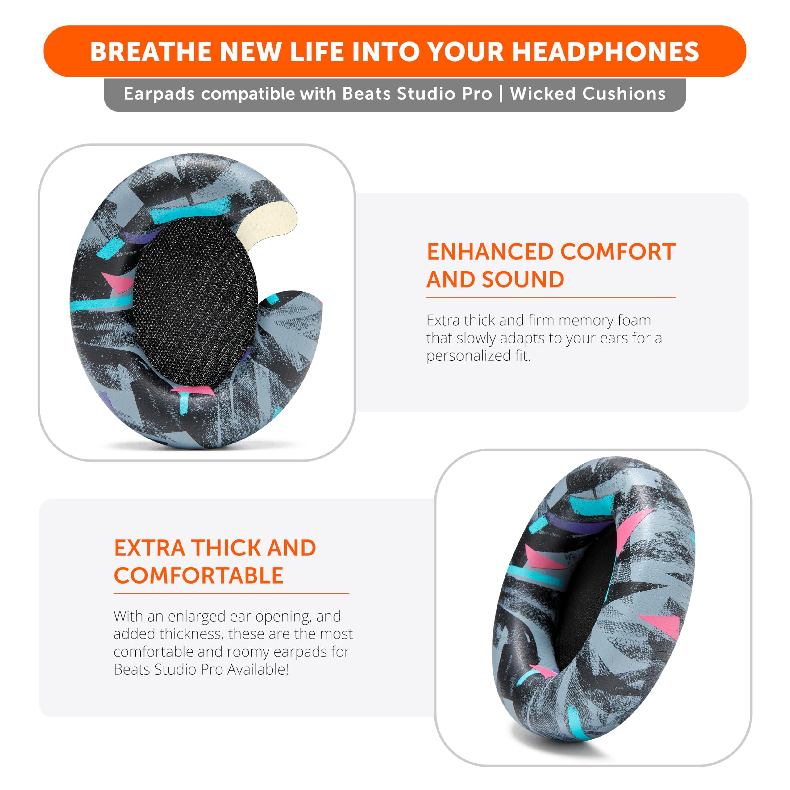 WC WC Earpads and Protective SweatZ Cover Bundle for Beats Studio Pro Headphones by Wicked Cushions | 90's Black