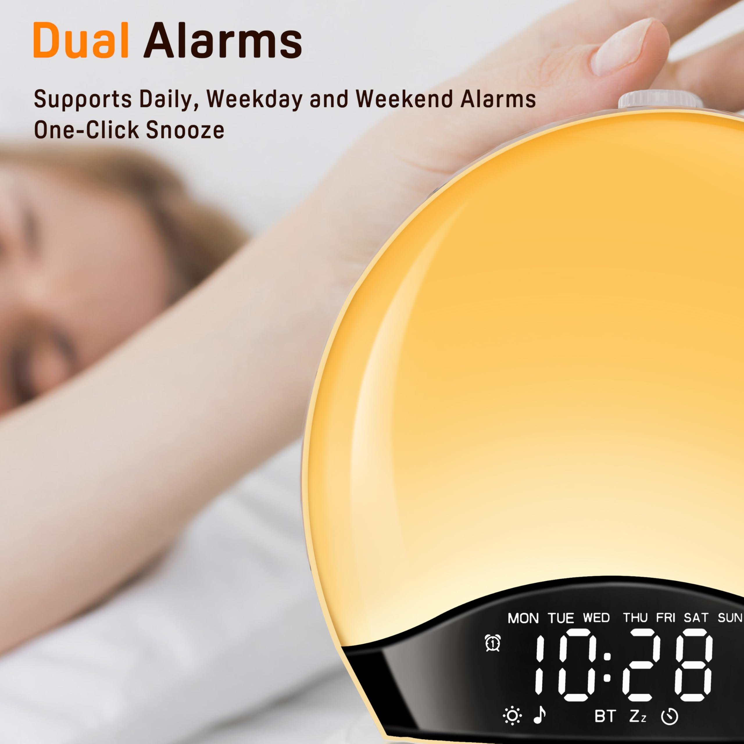 JALL Sunrise Alarm Clock White Noise Sound Machine with 25 Soothing Sounds, 17 Night Lights, Bluetooth Speaker, Wake Up Light Alarm Clock for Bedrooms, Heavy Sleepers, Ideal Gift for Baby, Kids, Seniors