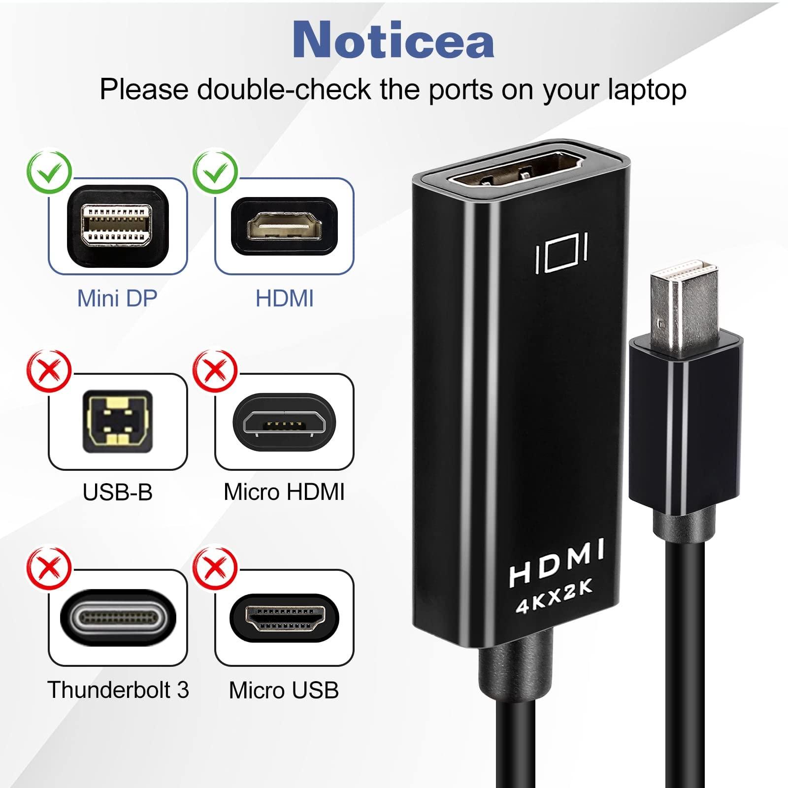 UrbanX Mini DisplayPort to HDMI Adapter for Lenovo ThinkPad T450 Mini DP to HDMI Adapter Compatible with MacBook Air/Pro, Microsoft Surface Pro/Dock, Projector and More 1-Pack