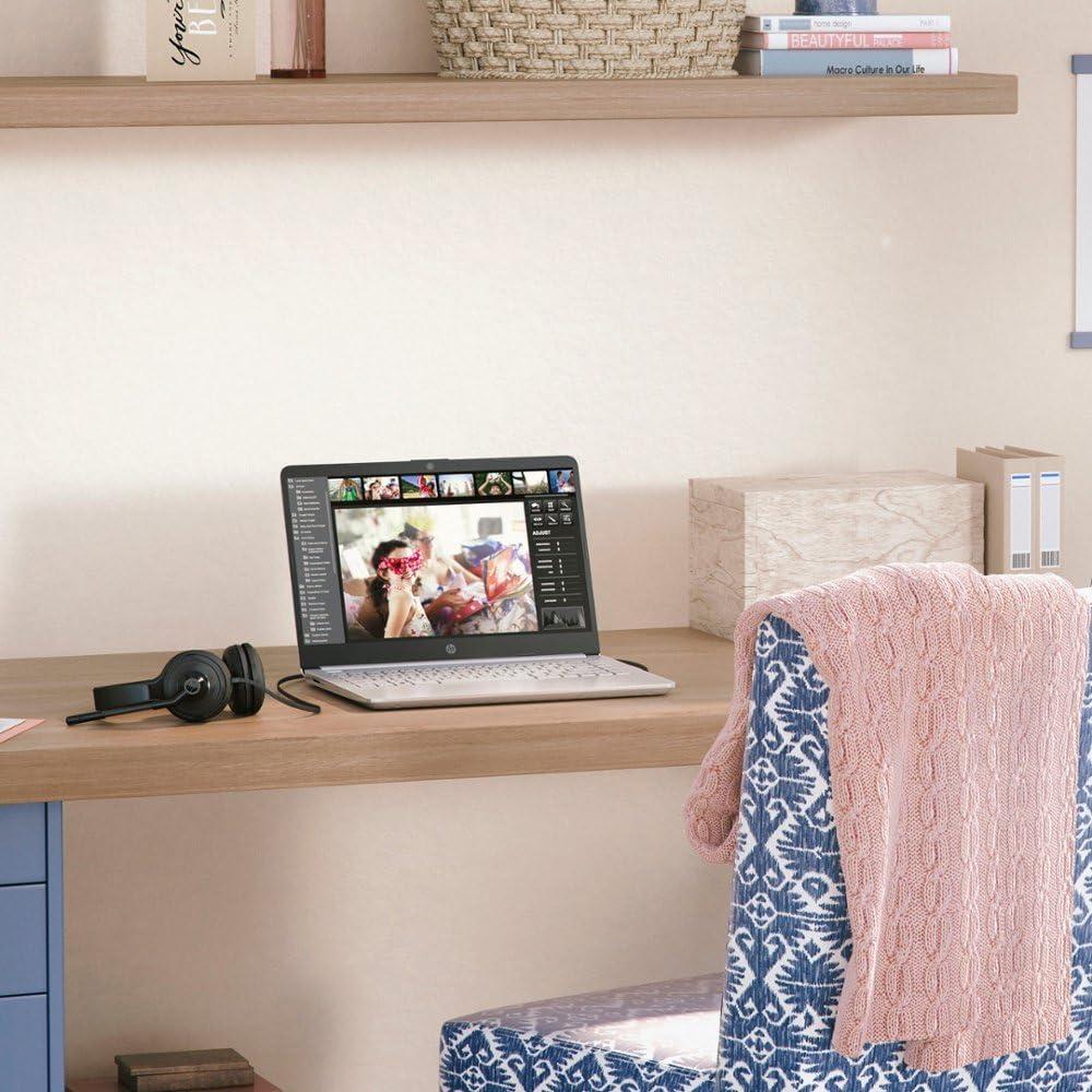 HP HP 14" HD (1366 x 768) Display Laptop, Intel Celeron N4120, 1.1GHz, 4GB Memory, 128GB eMMC, Windows 11 Home in S Mode, One Year Office 365 Included, Natural Silver, 14-dq0760dx