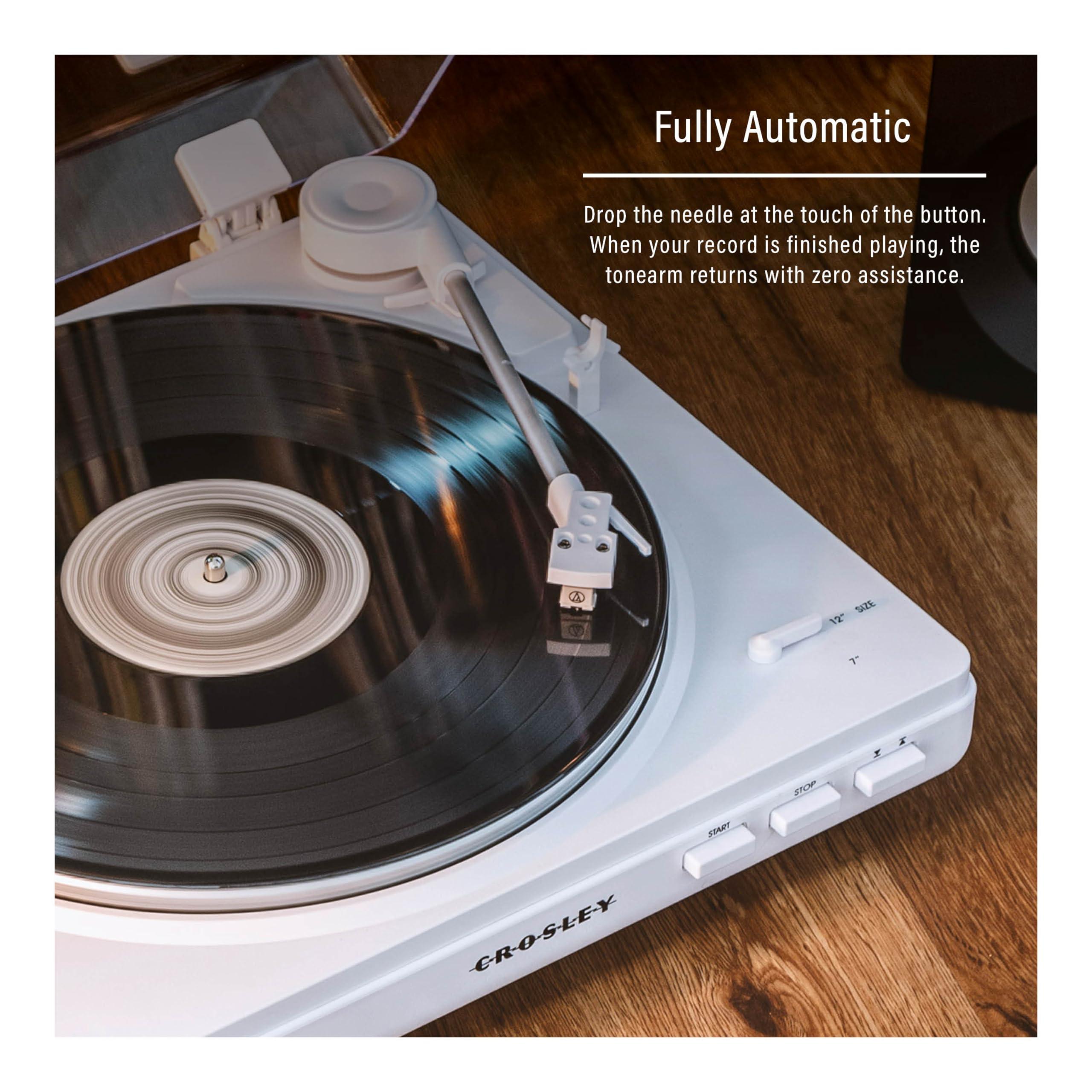 Crosley Crosley T400D-WH Fully Automatic Bluetooth 2-Speed Turntable Record Player with S100A Stereo Speakers, White
