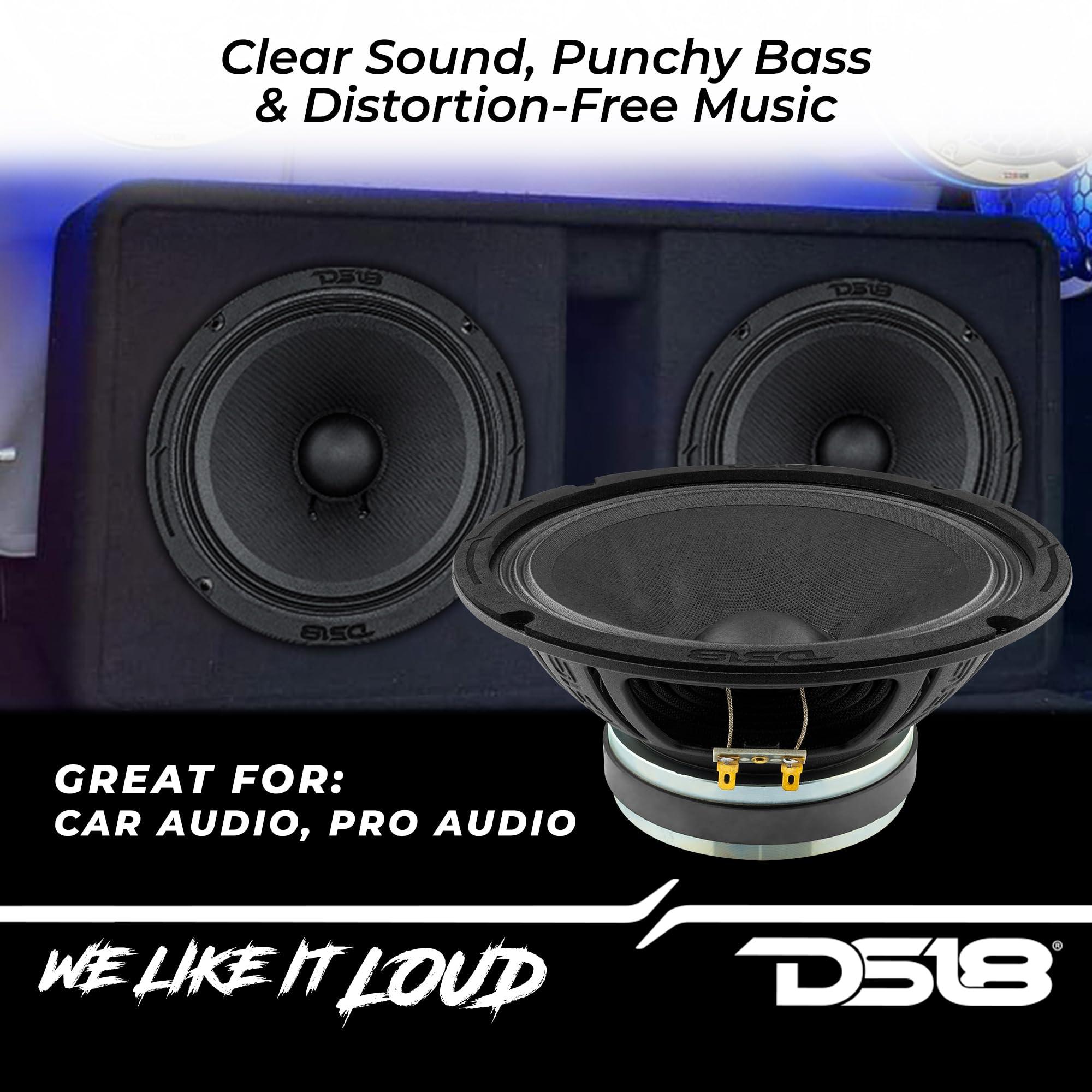 DS18 DS18 8PRO300MB-8 PRO 8\" Mid-Bass Loudspeaker 300 Watts Max Power 150 Watts RMS 8-Ohm - Powerful Midbass Speaker for Pro Car Audio Sound System - 1 Speaker