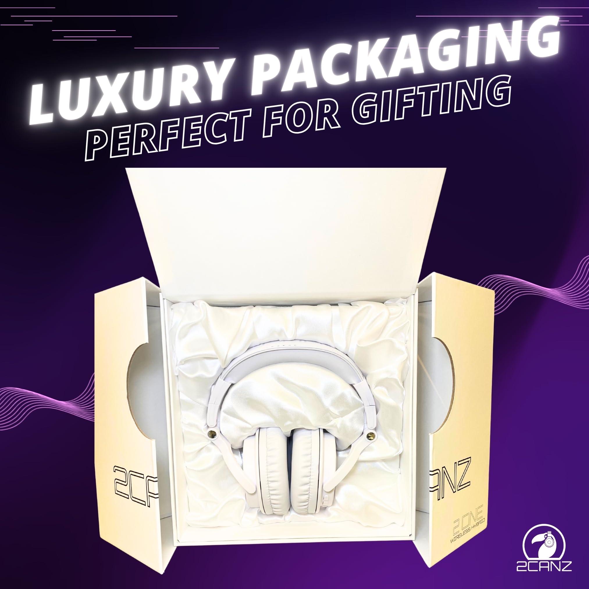 2CANZ 2CANZ Pro Matte White Over-Ear Professional Wireless Headphones - Enhanced 50mm Neodymium Drivers, Closed Back, Plush Ear Cushions, 8-Way Adjustable Earpads, Foldable