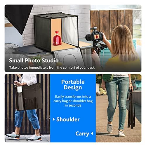 Neewer NEEWER Photo Studio Light Box, 16\" x 16\" Shooting Light Tent with Adjustable Brightness, Foldable and Portable Tabletop Photography Lighting Kit with 80 LED Lights and 4 Colors Backdrops