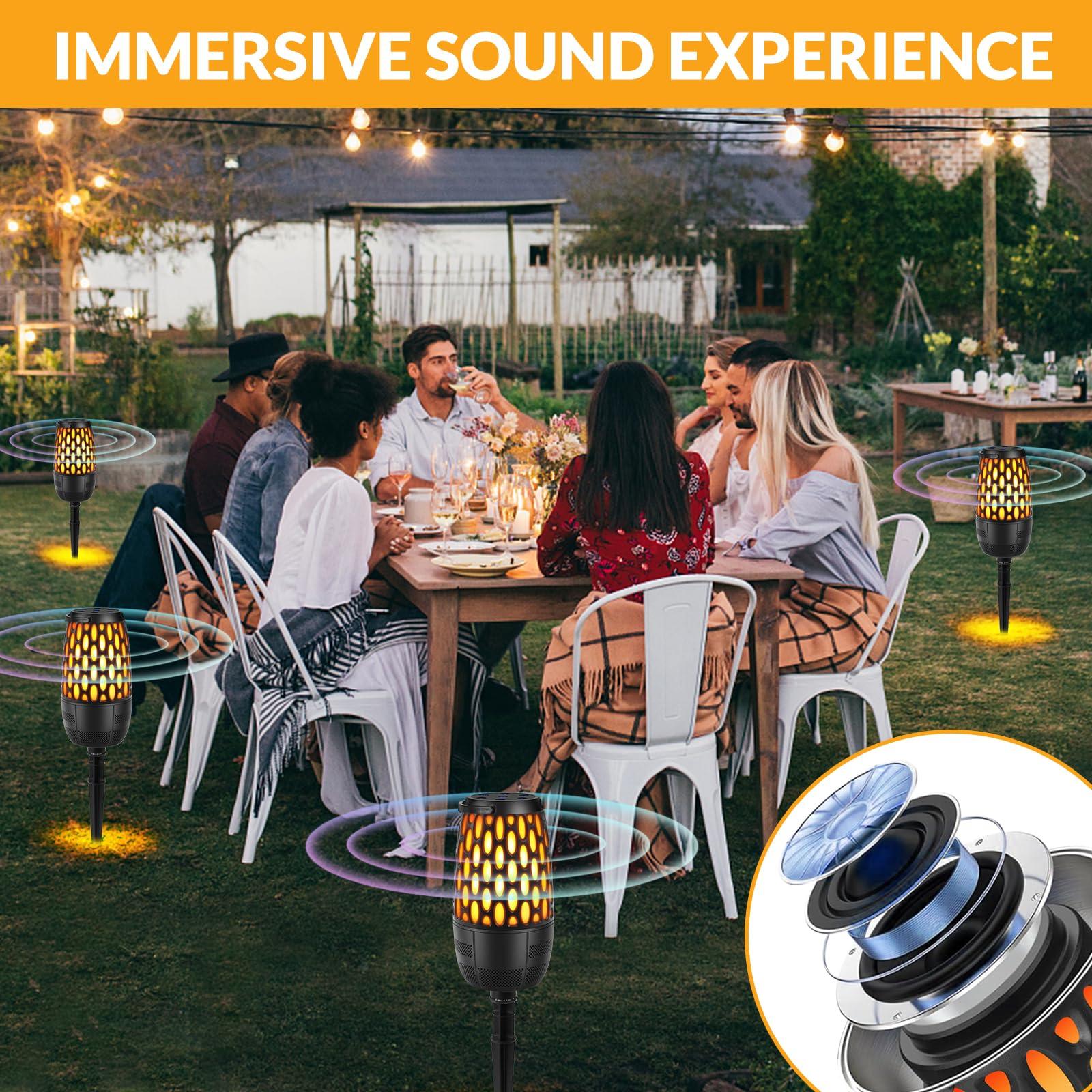 Boopp Outdoor Speakers with Lights, Mens Gifts for Birthday ,Portable Bluetooth Speaker,HD Stereo Sound,Multi-Sync up to 100 Speakers Auto-Pairing IPX7 Waterproof for Patio/Pool/Camping Cool Gadgets 2 Pack