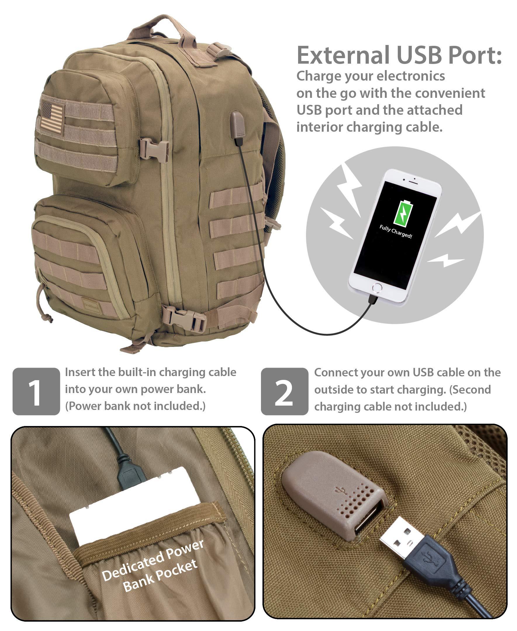 Rockland Rockland Military Tactical Laptop Backpack, Tan, Large