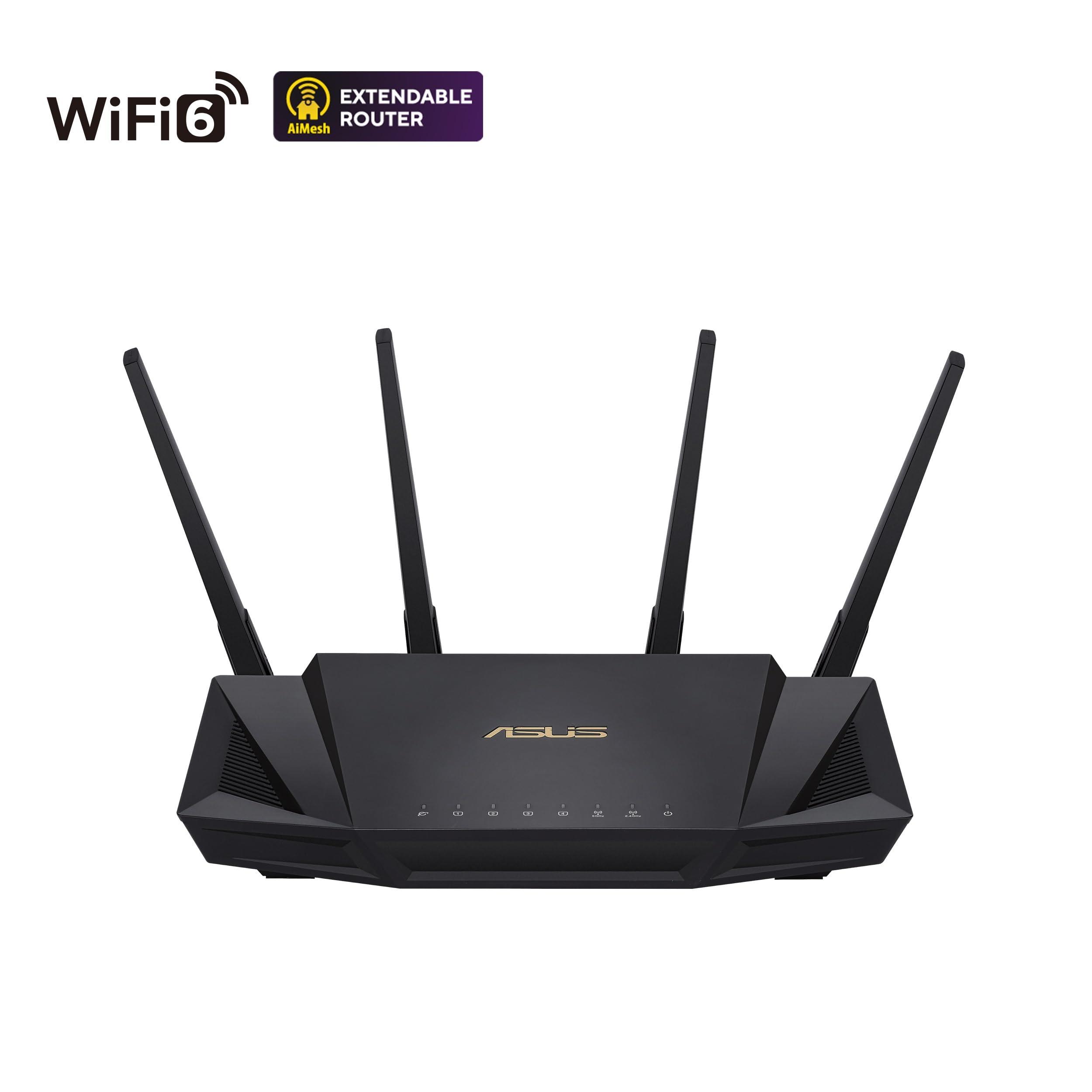 ASUS ASUS RT-AX3000 Ultra-Fast Dual Band Gigabit Wireless Router - Next Gen WiFi 6, Adaptive QoS, and AiProtection by Trend Micro | 1x WAN, 4x 1G LAN, 1x USB 3.0 - AiMesh Compatible
