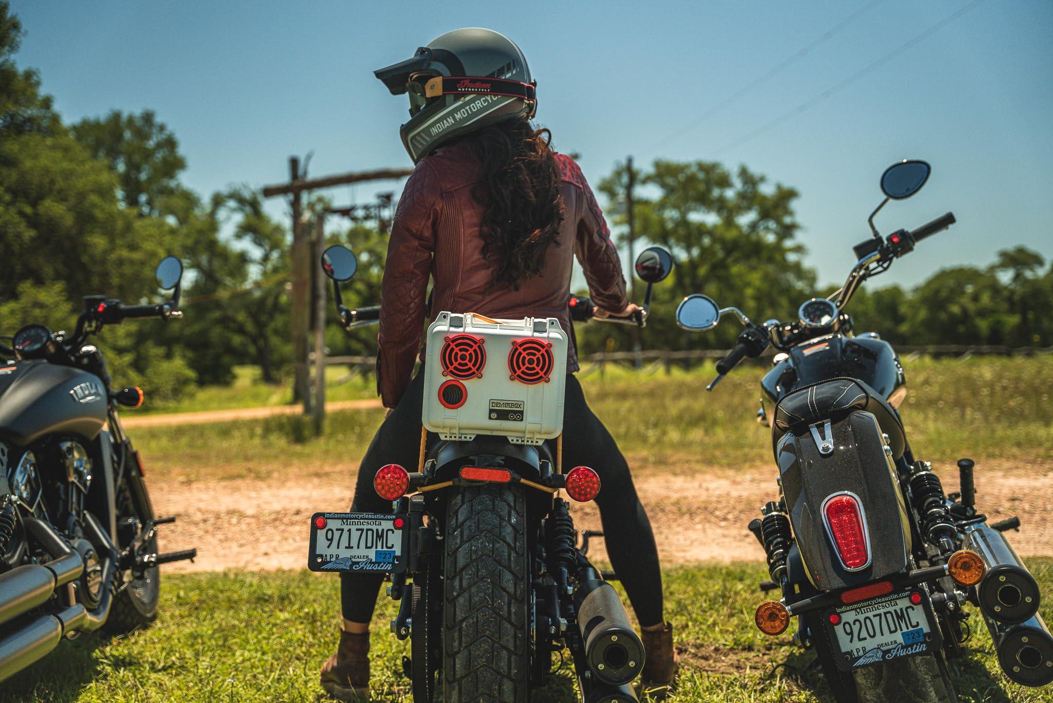 DemerBox Waterproof, Portable, and Rugged Outdoor Bluetooth Speakers. Loud Sound + Deep Bass, 40+ hr Battery Life, Dry Box + USB Charging, Multi-Pairing Party Mode (Haast Orange, DB2)