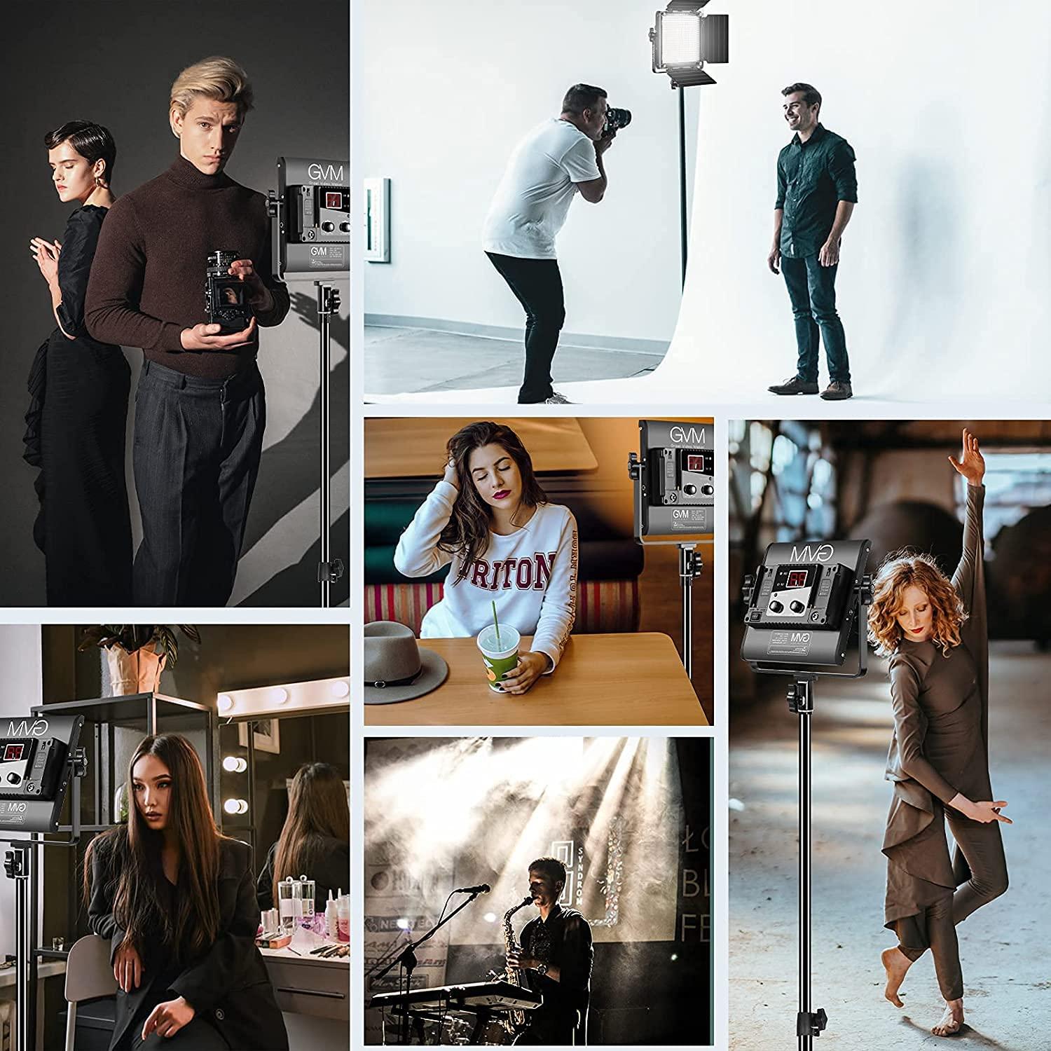 GVM Great Video Maker GVM 3 Pack LED Video Lighting Kits with APP Control, Bi-Color Variable 2300K~6800K with Digital Display Brightness of 10~100% for Video Photography, CRI97+ TLCI97 Led Video Light Panel +Barndoor