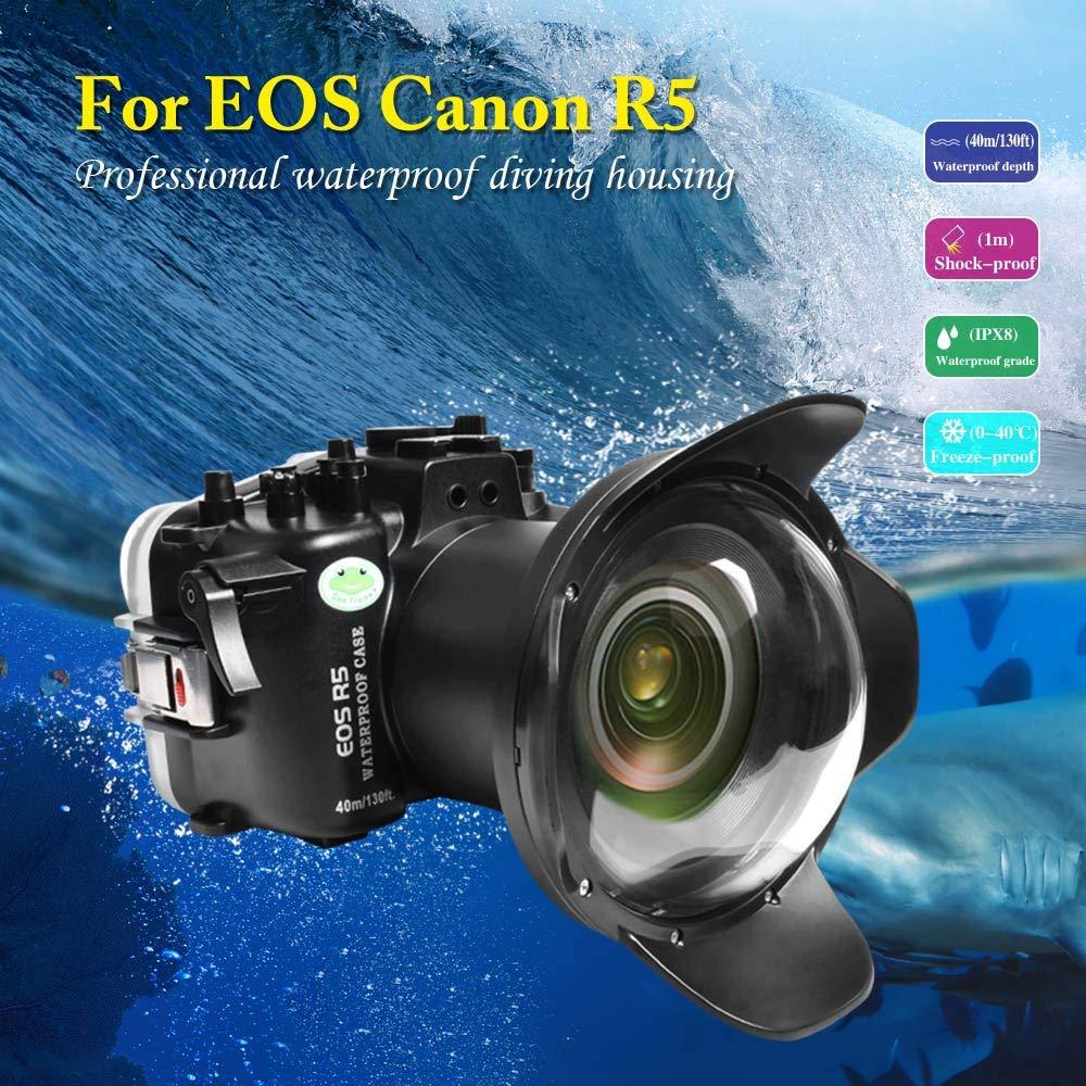Sea frogs Sea frogs Camera Housing Compatible with Canon EOS R5 with 17-40mm f/4L Wide Angle Lens,Waterproof IPX8 Rated, 40m/130ft Depth Protection Underwater Camera Case, Ideal for Diving, Surfing, Rowing