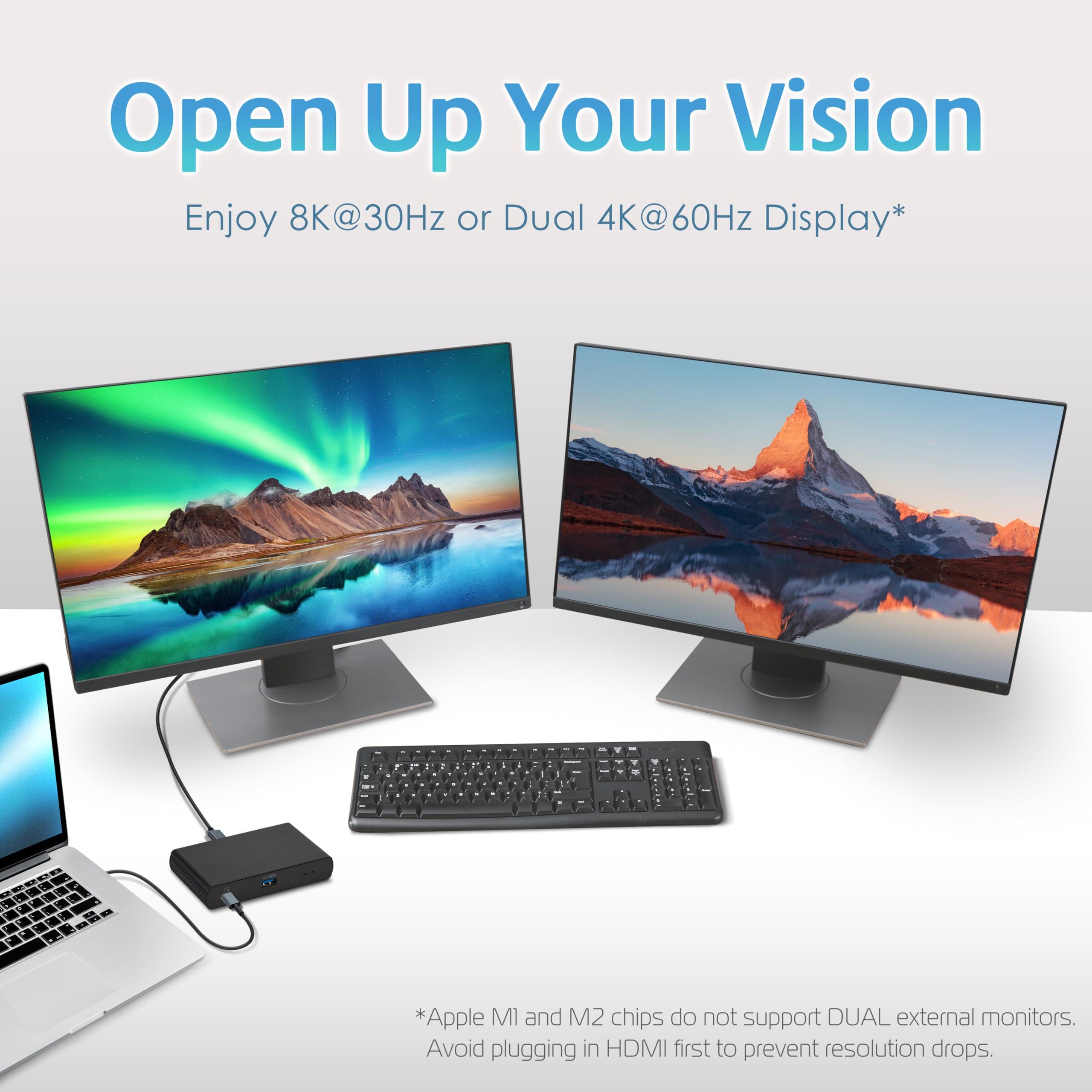 Amazon Basics Amazon Basics Thunderbolt4/USB4 Docking Station, 3X Downstream TBT4 (Dual Display), 1xUSB A 3.1, Black, 4.76 x 2.84 x 0.86 inches