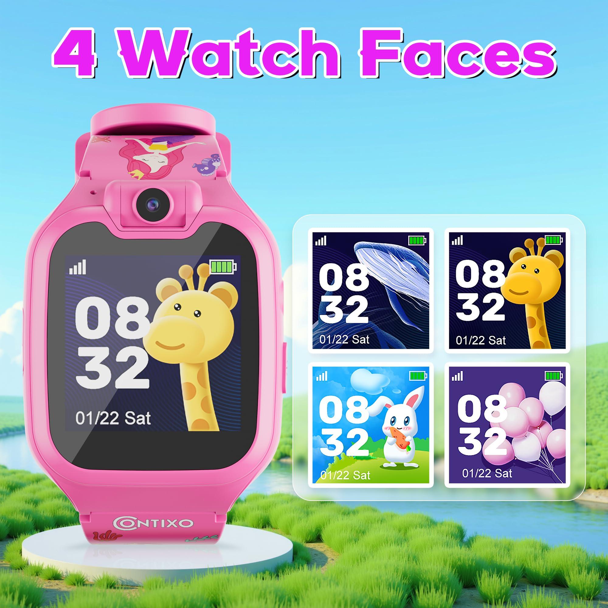 Contixo Contixo Kids Smartwatch - Educational Watch with Games, Camera, Music Player, Alarm, Customizable Wallpaper - for Boys & Girls Ages 4-12 (Pink)