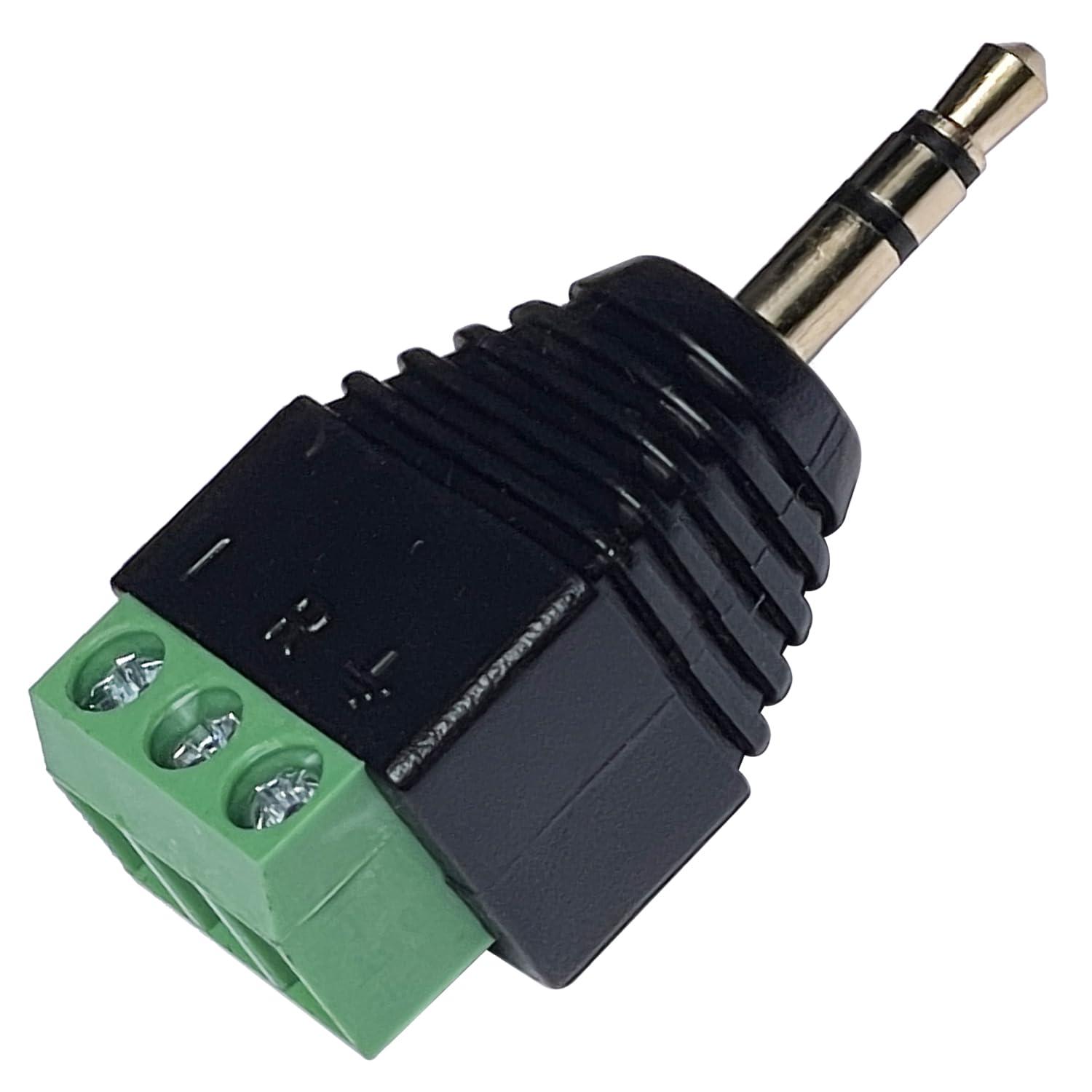 CESS 3.5mm Stereo TRS Male Plug to AV Screw Audio Terminal, Solder-Free, Quick Screw Connection for DIY, Test, Measurement, Surveillance, and Engineering, 10 Pack