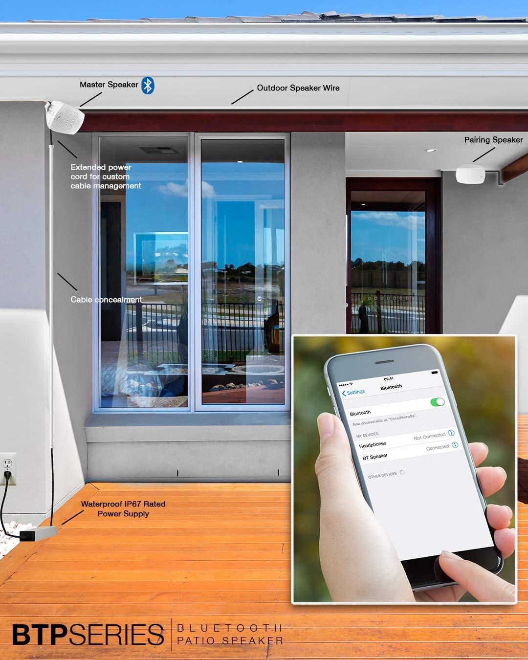 OSD Audio OSD Audio 5.25\" Wireless Bluetooth Outdoor Patio Speaker Architectural Stereo Pair White BTP525 Long Range