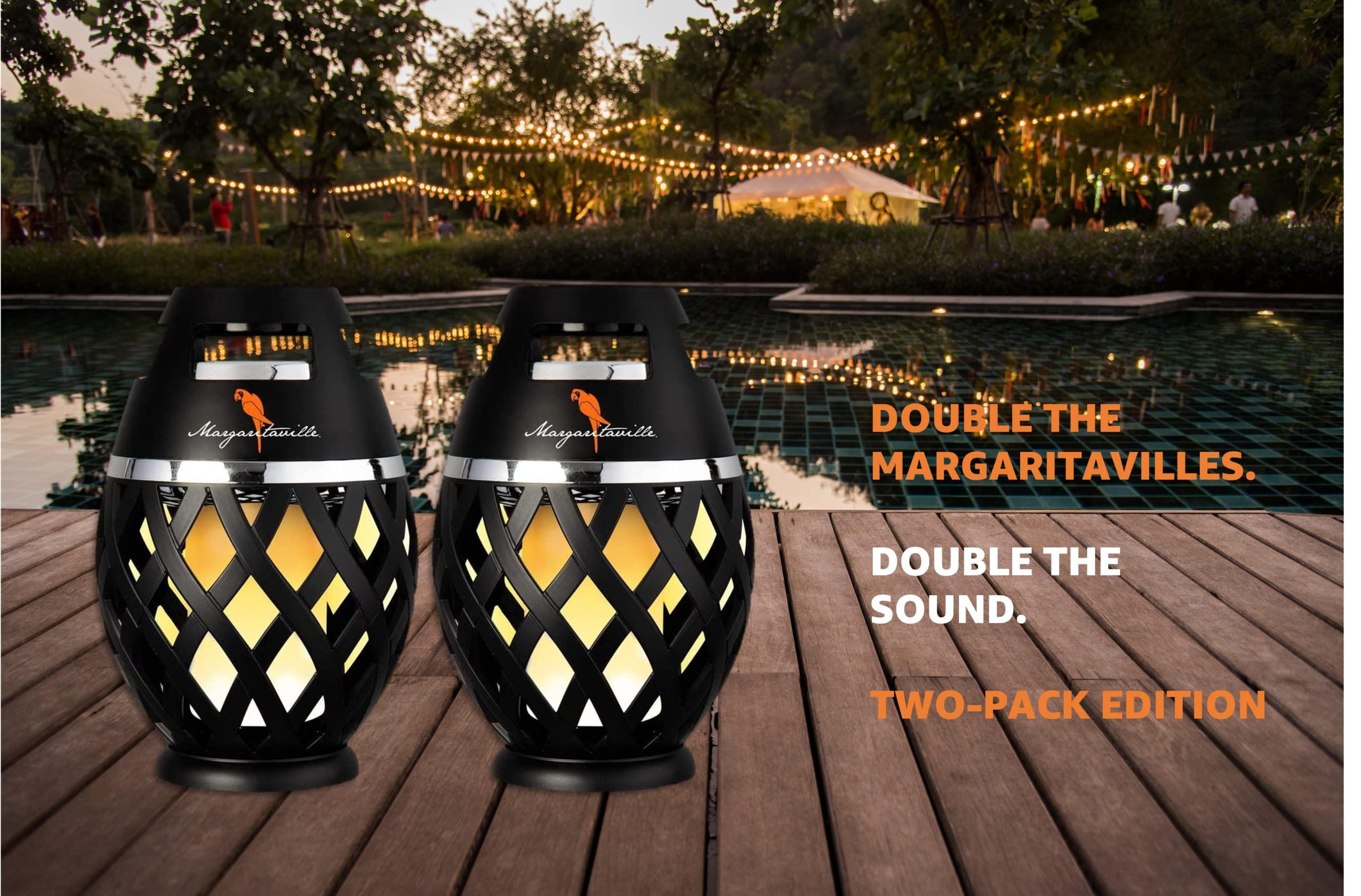 Sakar Margaritaville Tiki Torch - Waterproof Bluetooth Speaker, Portable Party Speaker with Flickering LED Lights, Perfect for Travel, Parties, Yards, and Pools (2 Pack)