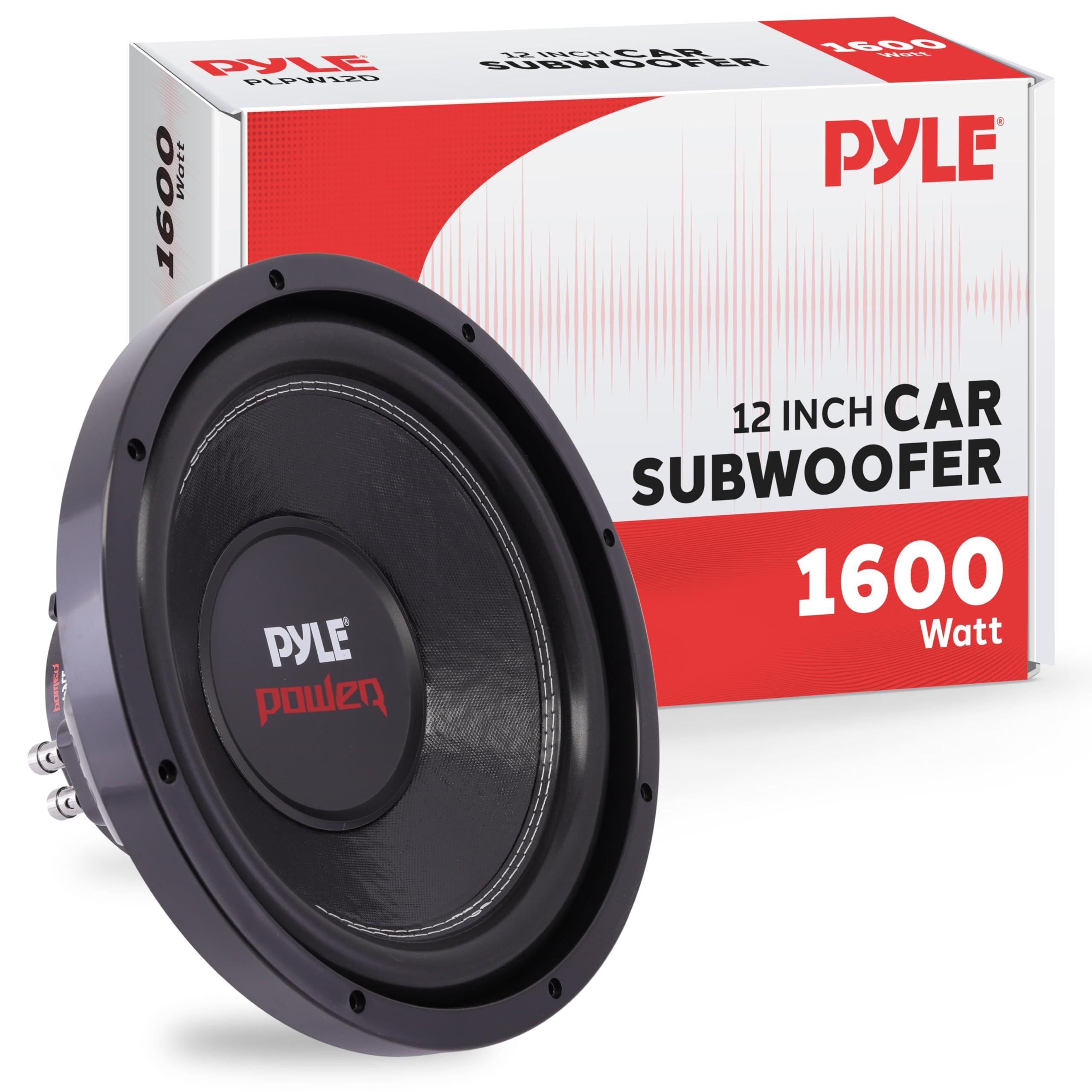 Pyle Pyle 12\" Car Audio Speaker Subwoofer - 1600W High Power Bass Surround Sound Stereo Subwoofer Speaker System, Non-Press Paper Cone, 90 dB, 40 Ohm, 60 oz Magnet, 2\'\' 4 Layer Voice Coil, Black - PLPW12D