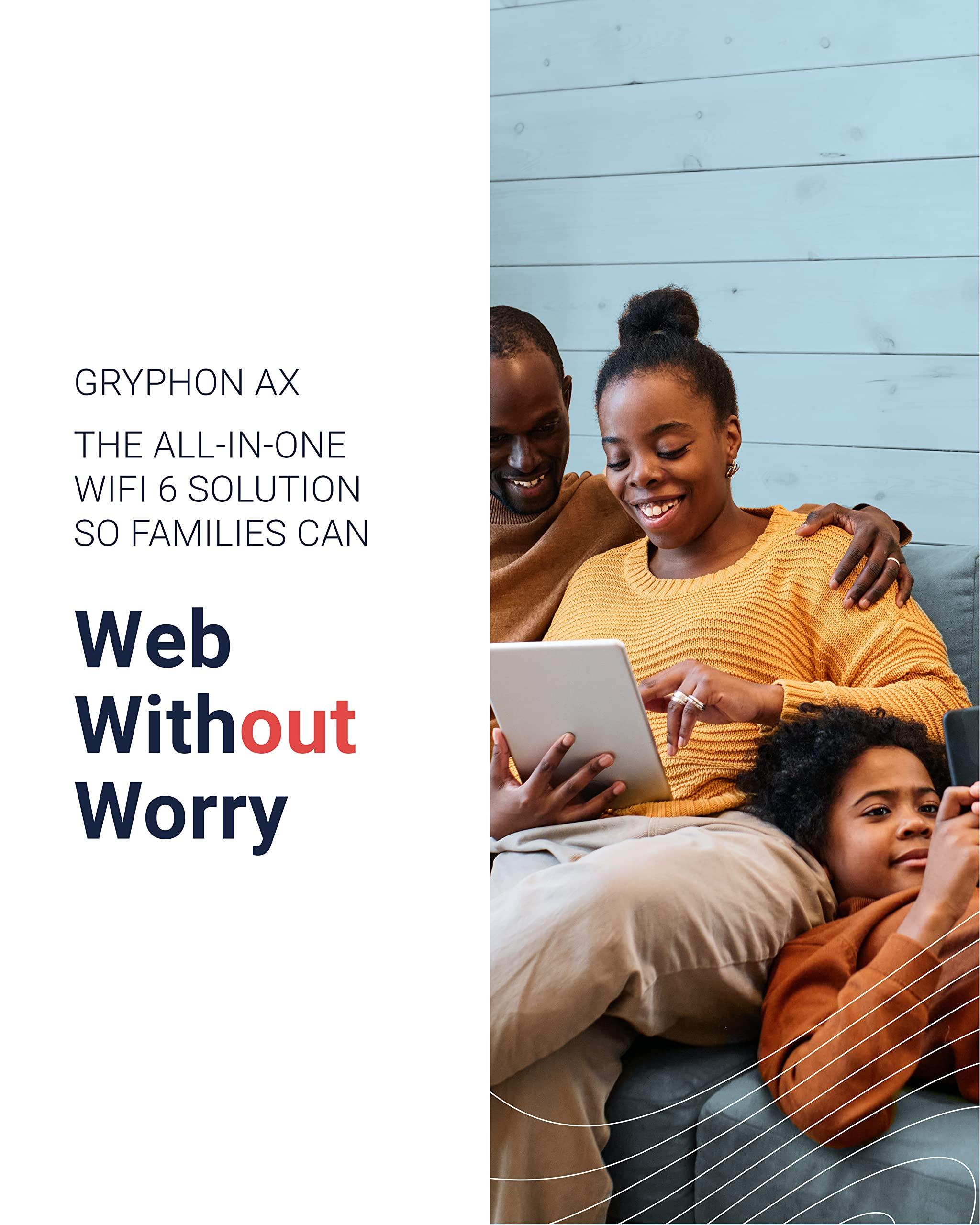 Gryphon Gryphon AX Ultra-Fast Mesh WiFi 6 Parental Control Router 2-Pack Advanced Content Filters and Next-Gen Firewall - 4.3 Gbps Across 3,000 sq. ft. per Router for Multi-Device Households