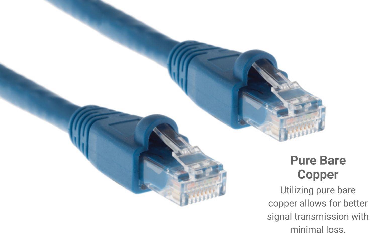 CablesAndKits CablesAndKits - Cat6a Ethernet Cable, Booted, Jacket: PVC (CM), 25 ft, Blue, Pure Copper, RJ45 Computer & Networking Patch Cord