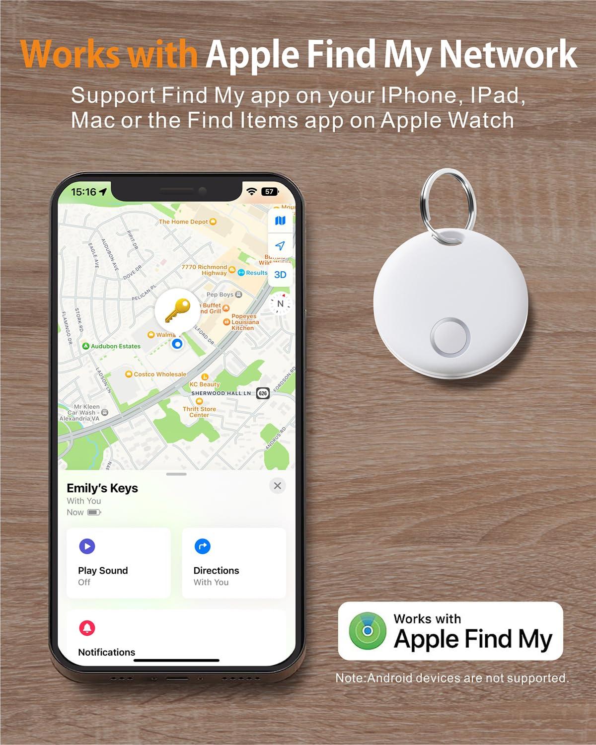 Reyke Reyke Smart Tag, Bluetooth Luggage Tracker, Works with Apple Find My (iOS Only), Item Locator for Key, Luggage, Backpack, Wallet, IP67 Waterproof, 4 Pack White