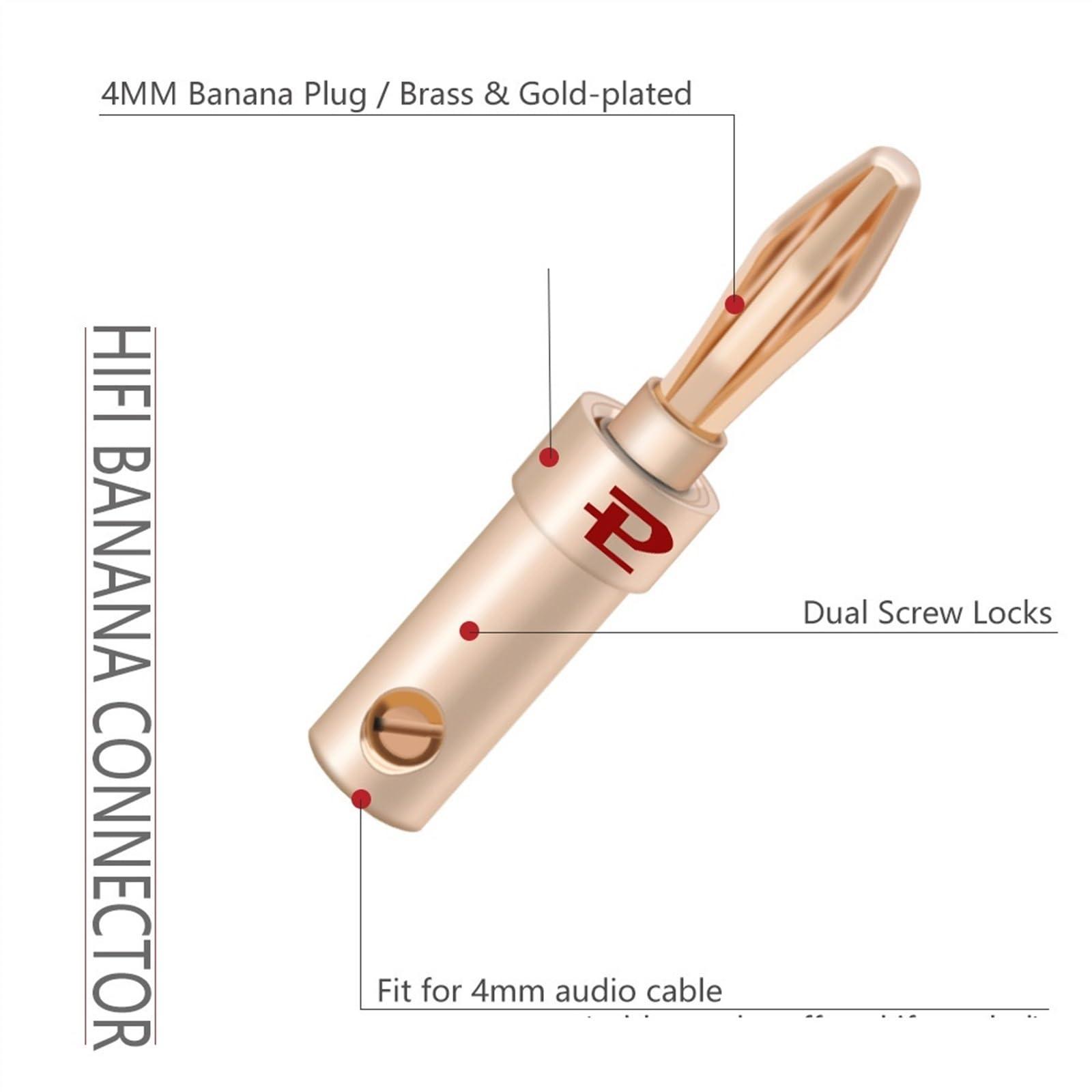 WUZDPRCJ 20pcs Banana Plug 24K Gold-Plated Copper Banana Speaker Plug Connector Adapter Audio Converter for Speaker Wire Amplifiers