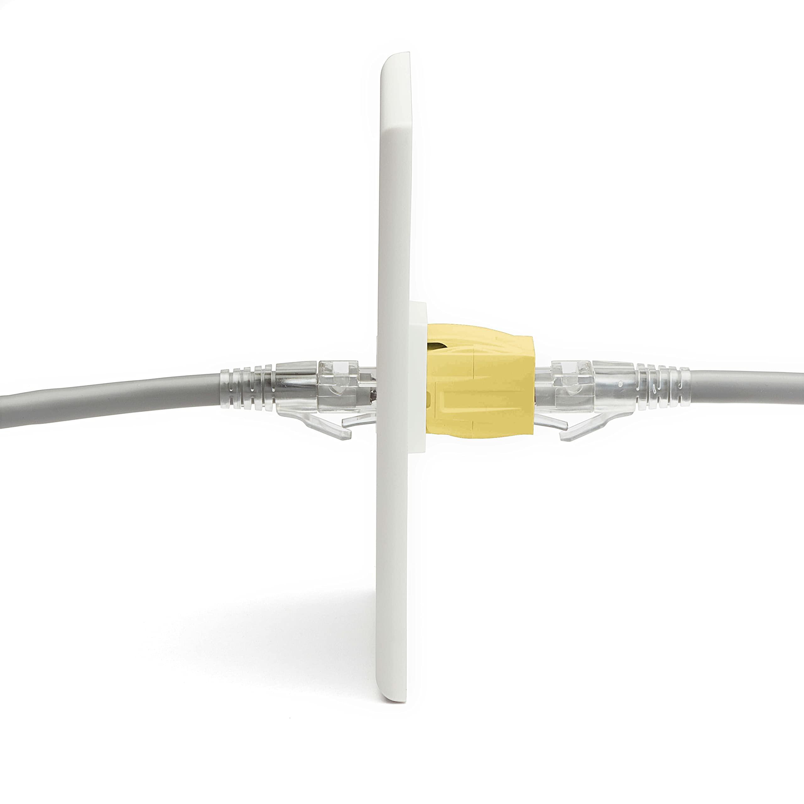 TRUE CABLE trueCABLE Cat6 Keystone Jack Coupler, Unshielded (UTP), PoE++ (4PPoE), UL Listed, ETL Verified, ANSI/TIA 568-2.D Cat 6 Performance Compliant, Female to Female RJ45 Couplers, Yellow, 6 Pack