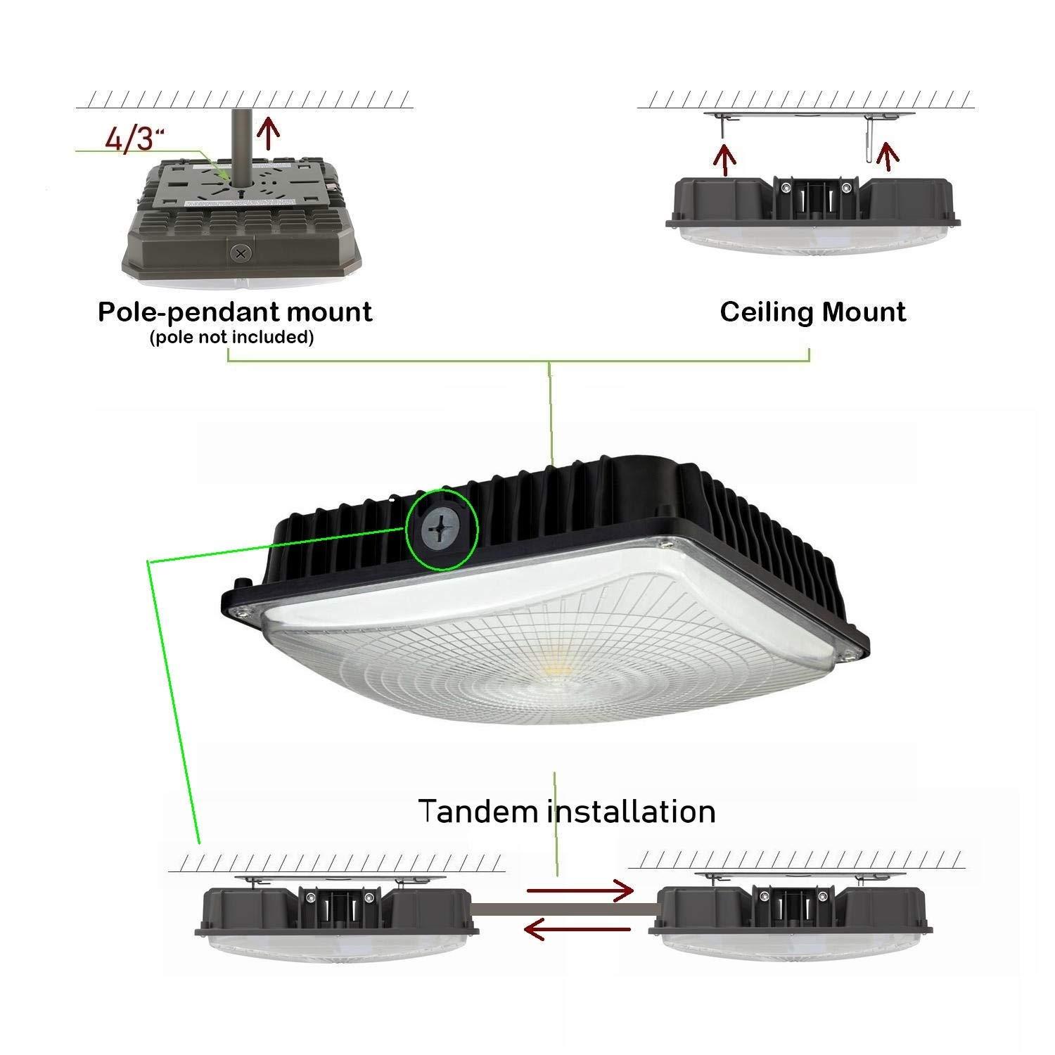 CYLED CYLED 100W LED Canopy Light Industrial Waterproof Outdoor High Bay Balcony Car Park Lane Gas Station Ceiling Light Equivalent 250W HID/HPS 11000 Lm 5500K
